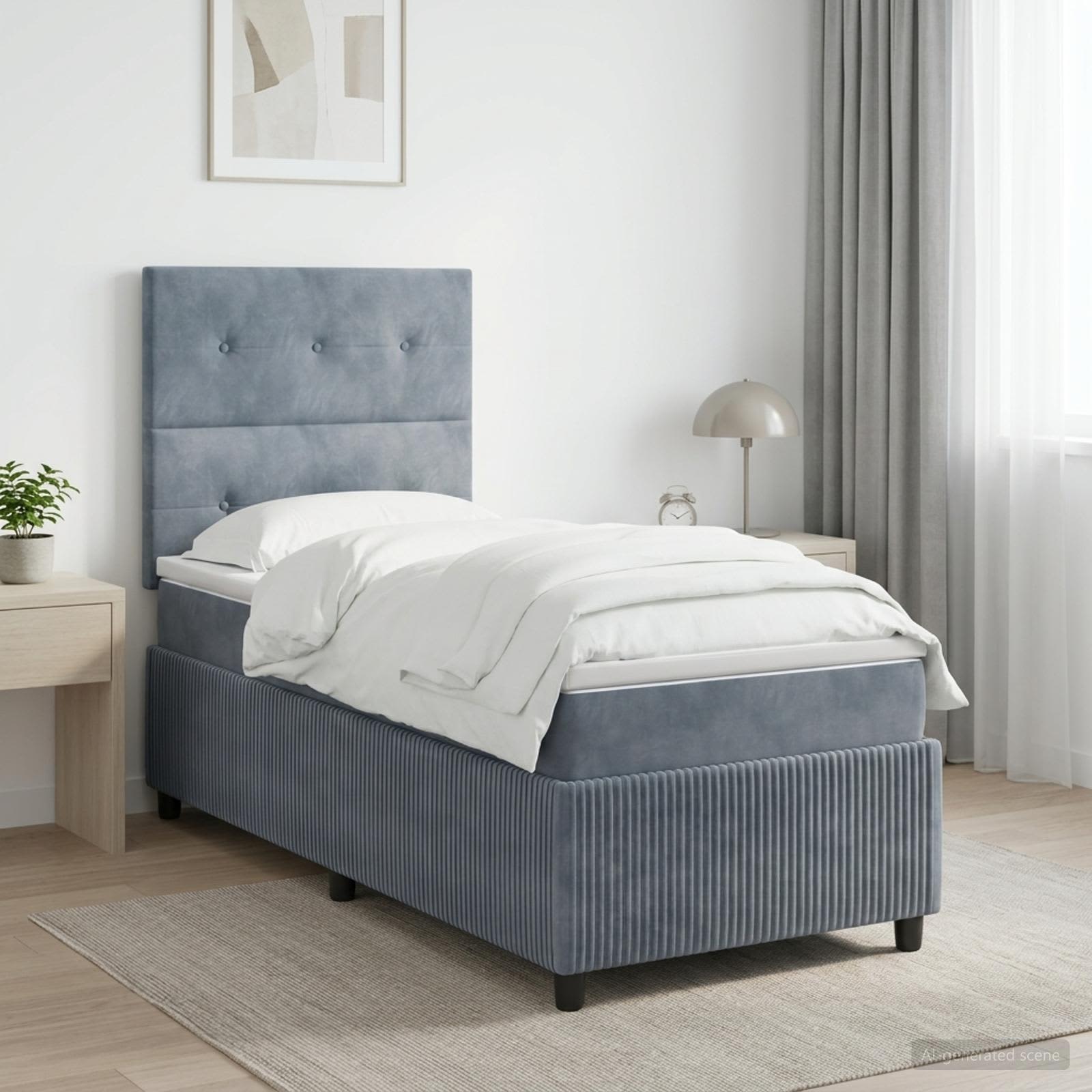 Lit boxspring avec matelas Gris foncé 100 x 200 cm Velours - XIOS