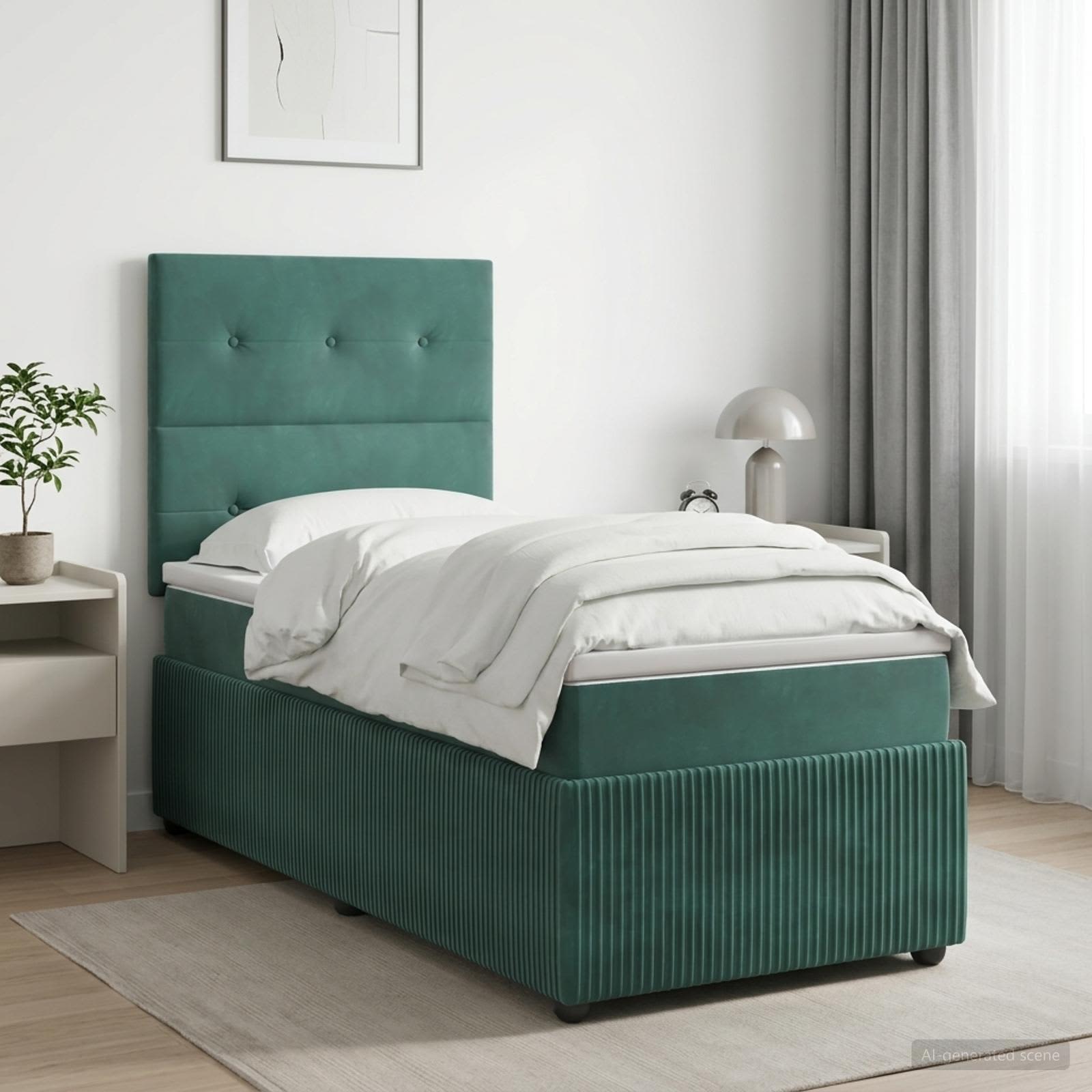 Lit boxspring avec matelas Vert foncé 80 x 200 cm Velours