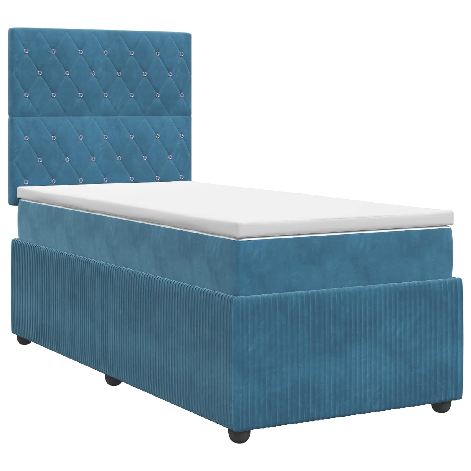 Lit boxspring avec matelas Bleu 90 x 190 cm Velours