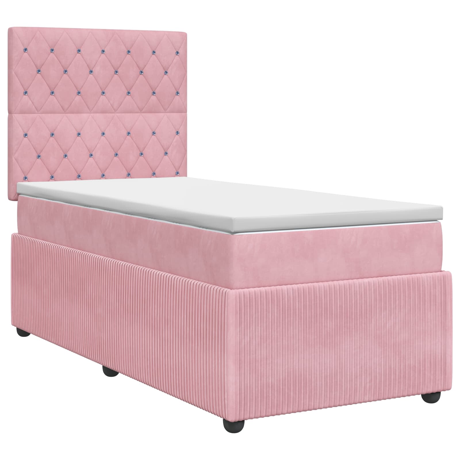Lit boxspring avec matelas Rose 90 x 190 cm Velours
