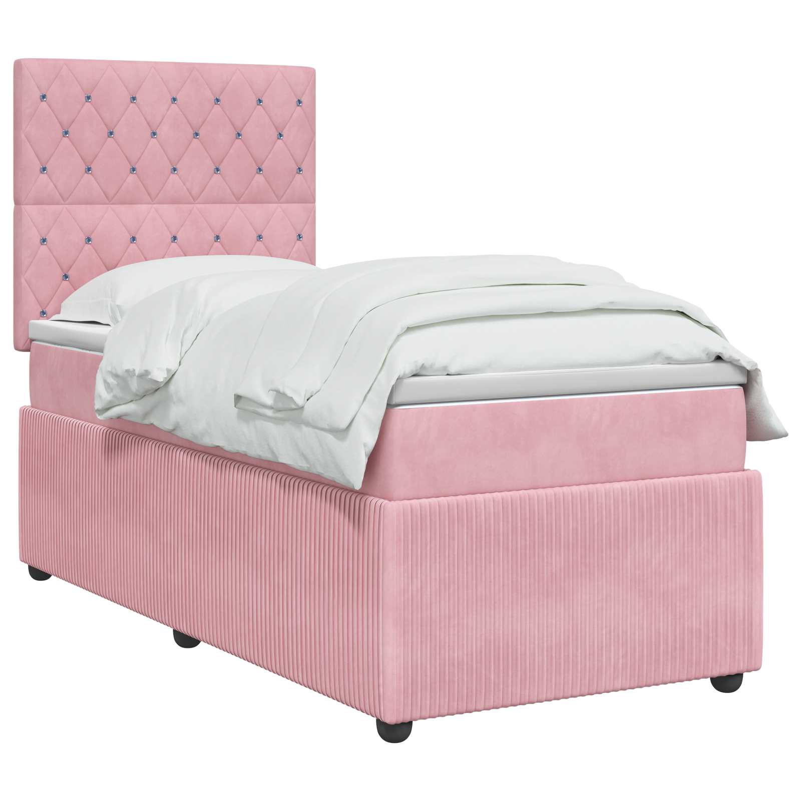 Lit boxspring avec matelas Rose 90 x 190 cm Velours