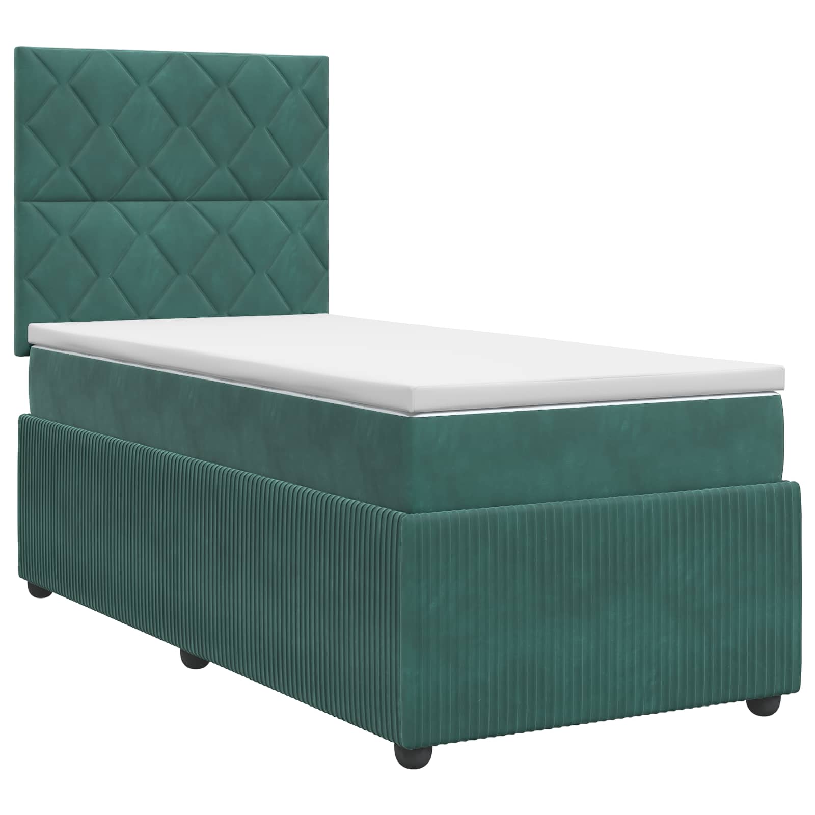 Lit boxspring avec matelas Vert foncé 90 x 190 cm Velours