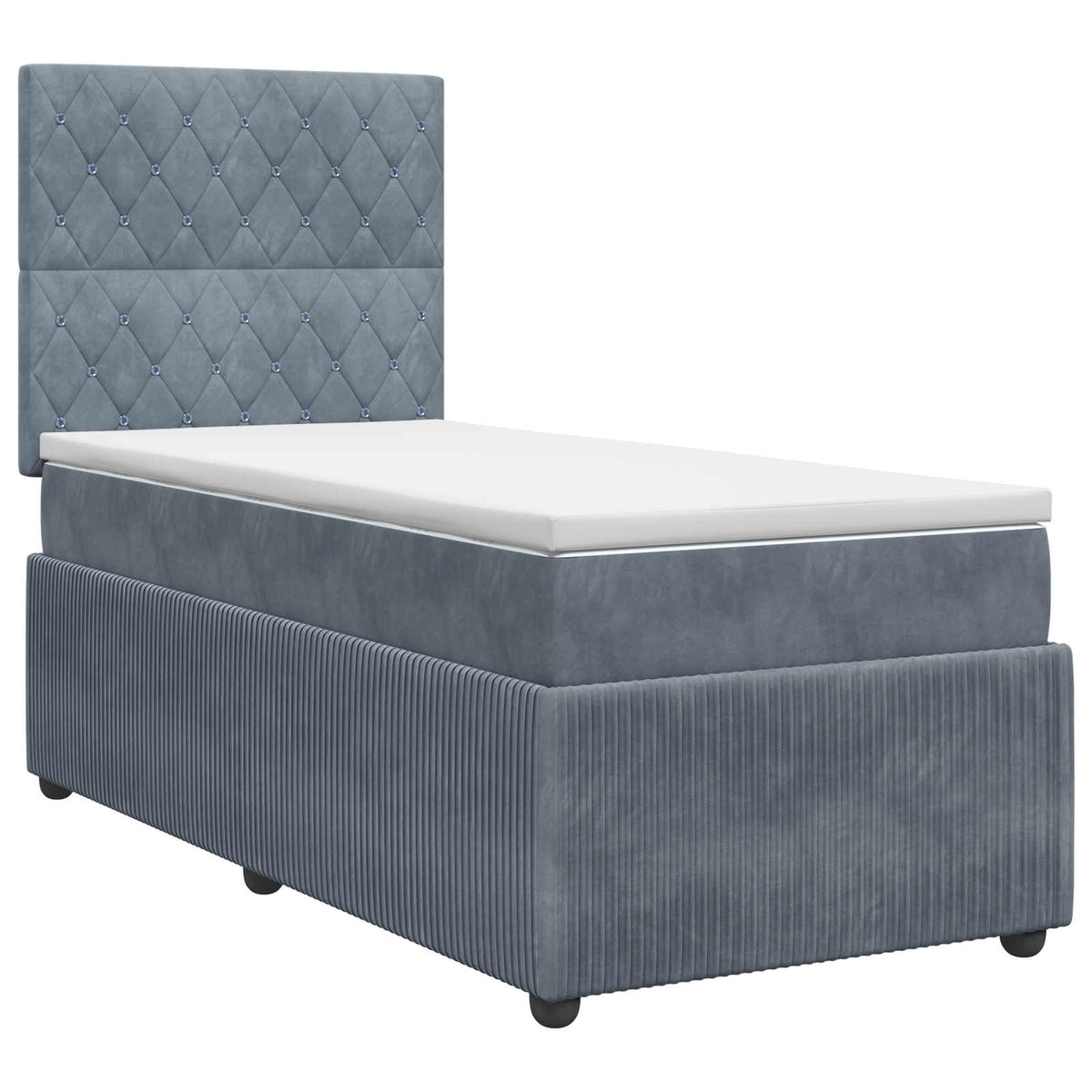 Lit boxspring avec matelas Gris foncé 90 x 200 cm Velours