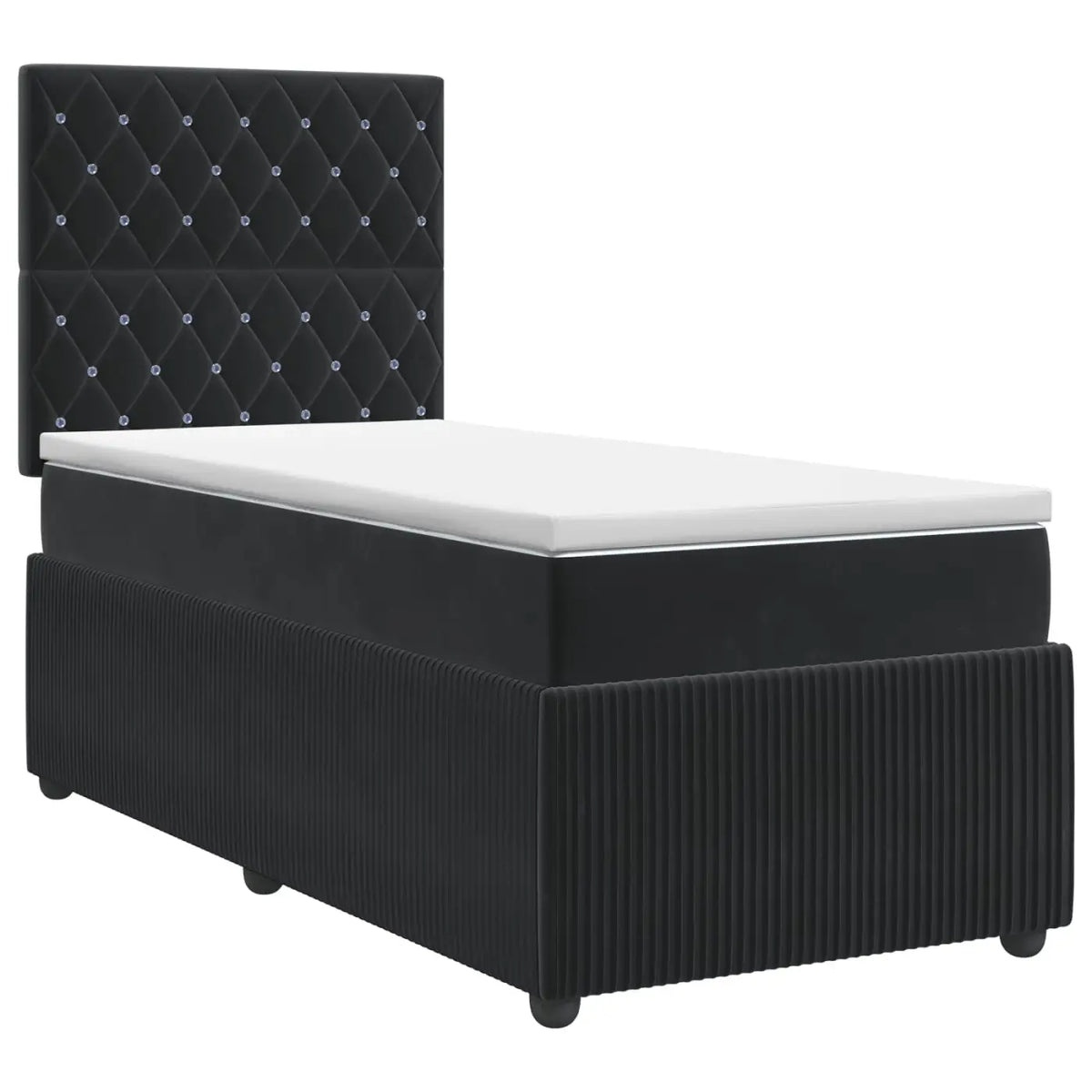 Lit boxspring avec matelas Noir 90 x 200 cm Velours - XIOS