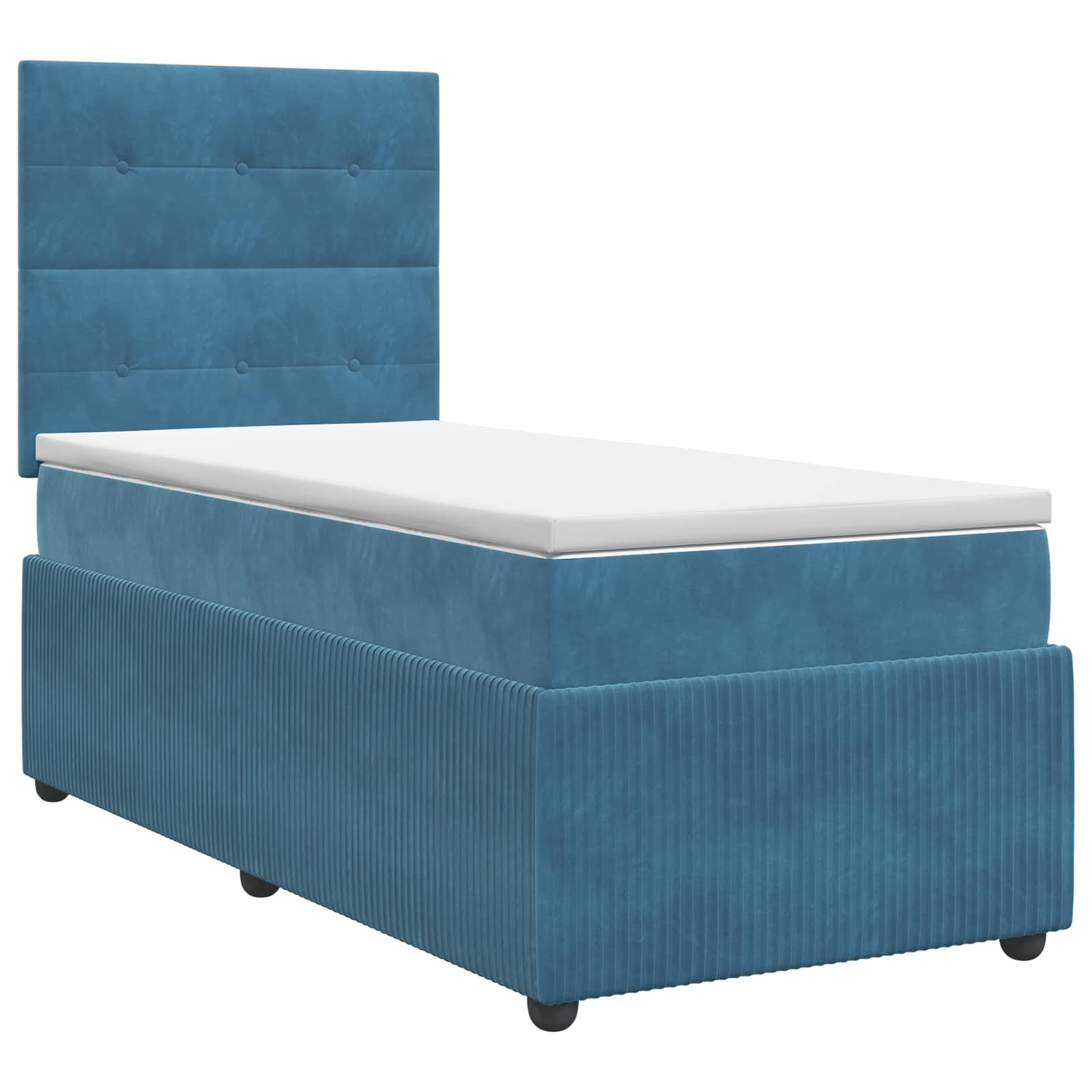 Lit boxspring avec matelas Bleu 90 x 200 cm Velours