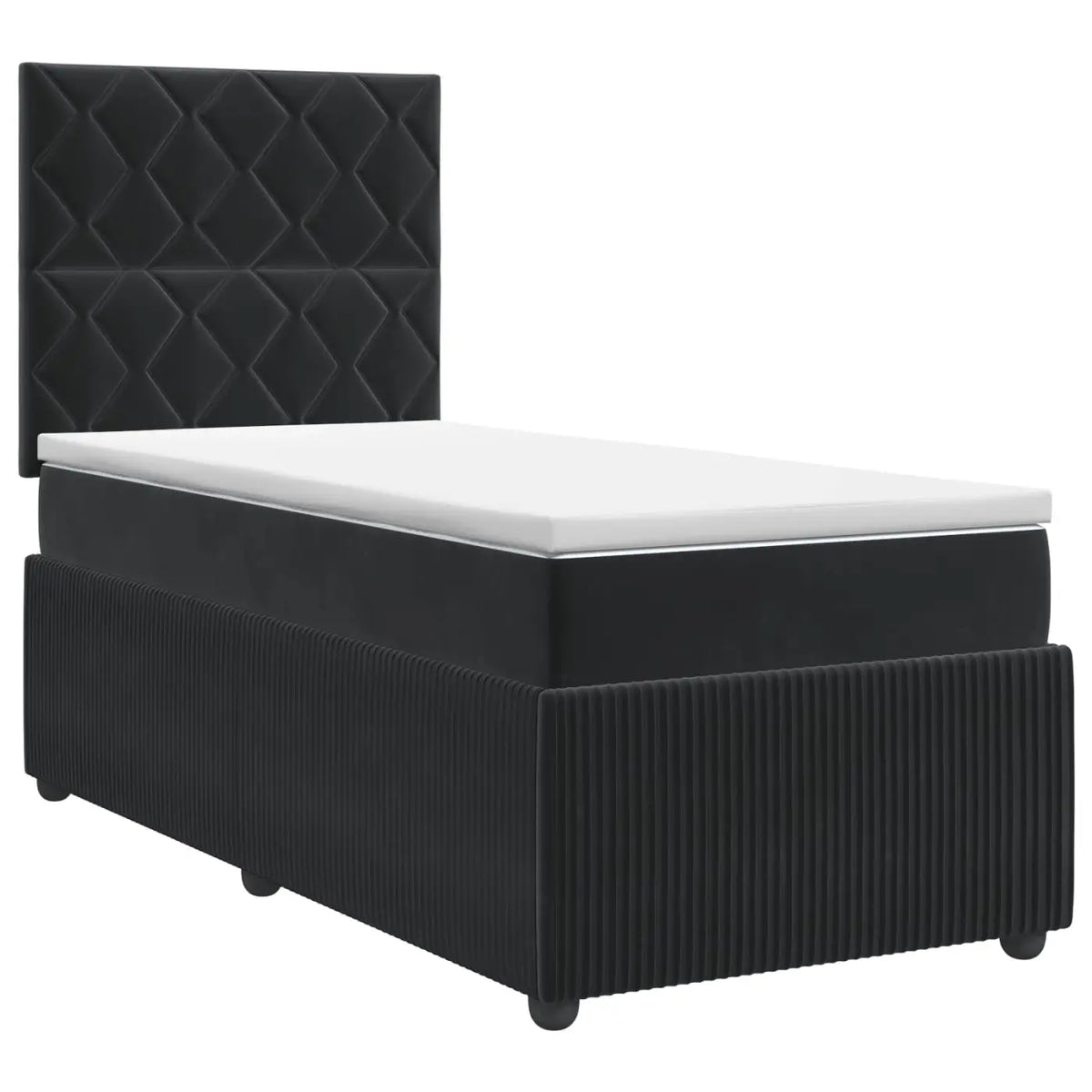Lit boxspring avec matelas Noir 90 x 200 cm Velours - XIOS