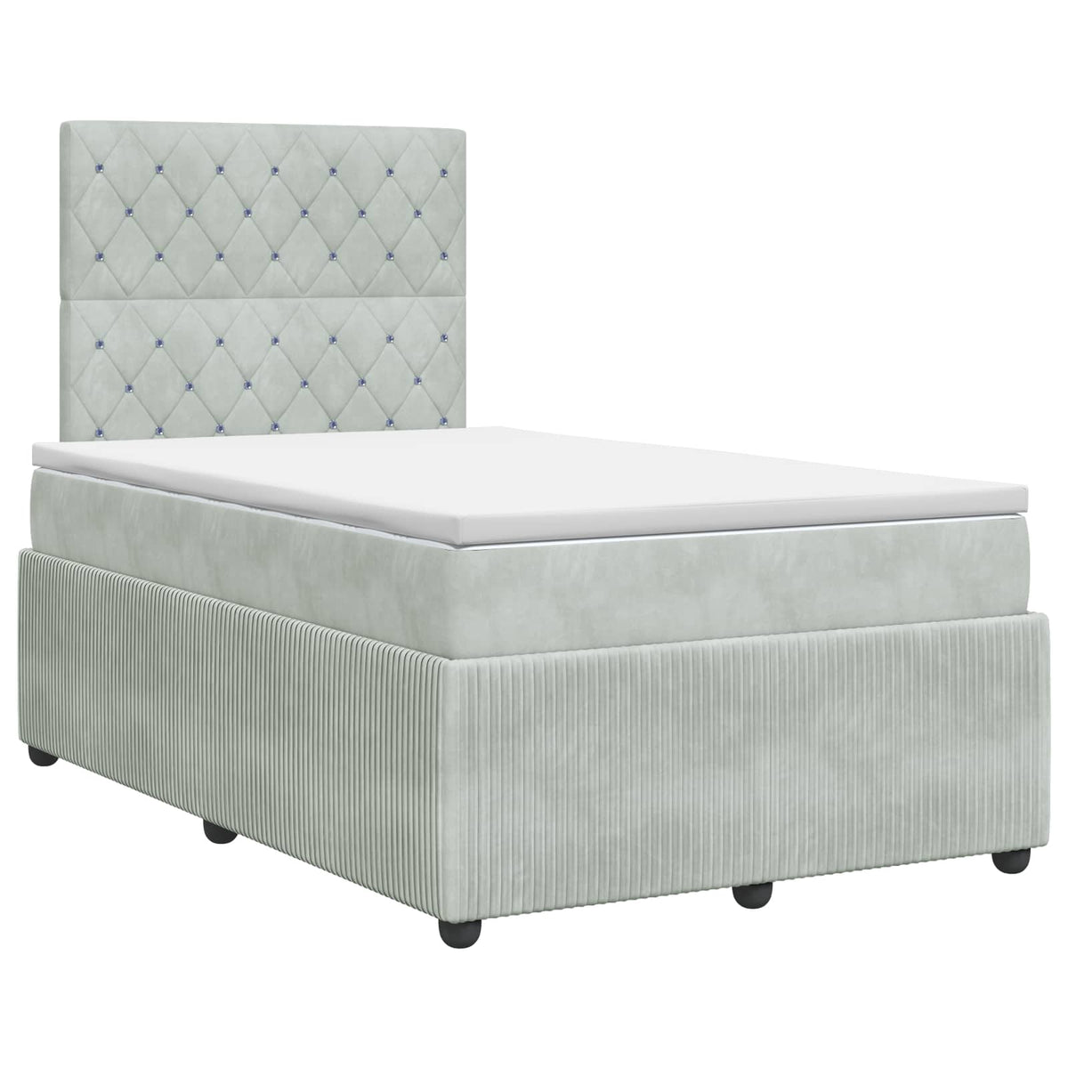 Lit boxspring avec matelas Gris clair 120 x 190 cm Velours
