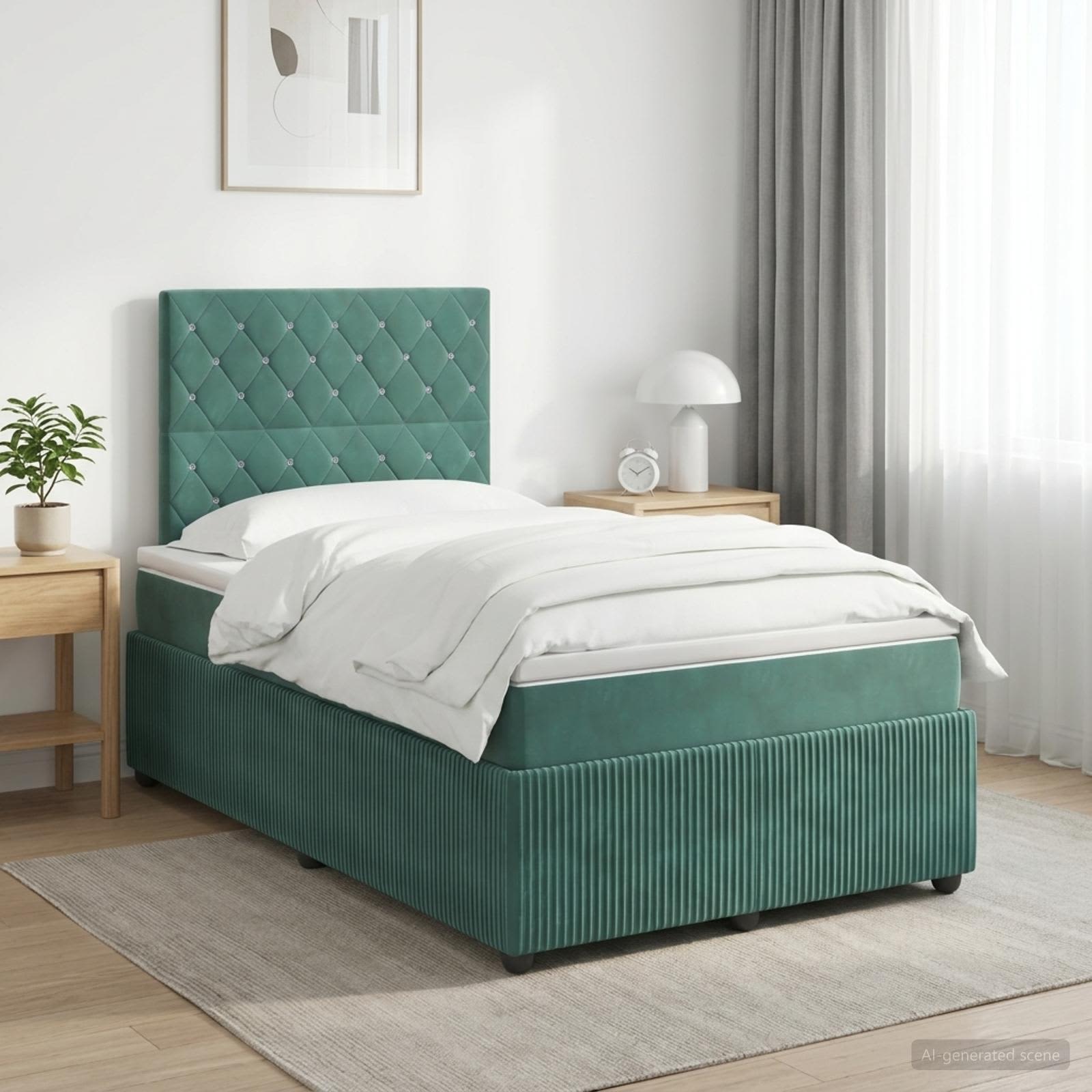 Lit boxspring avec matelas Vert foncé 120 x 190 cm Velours