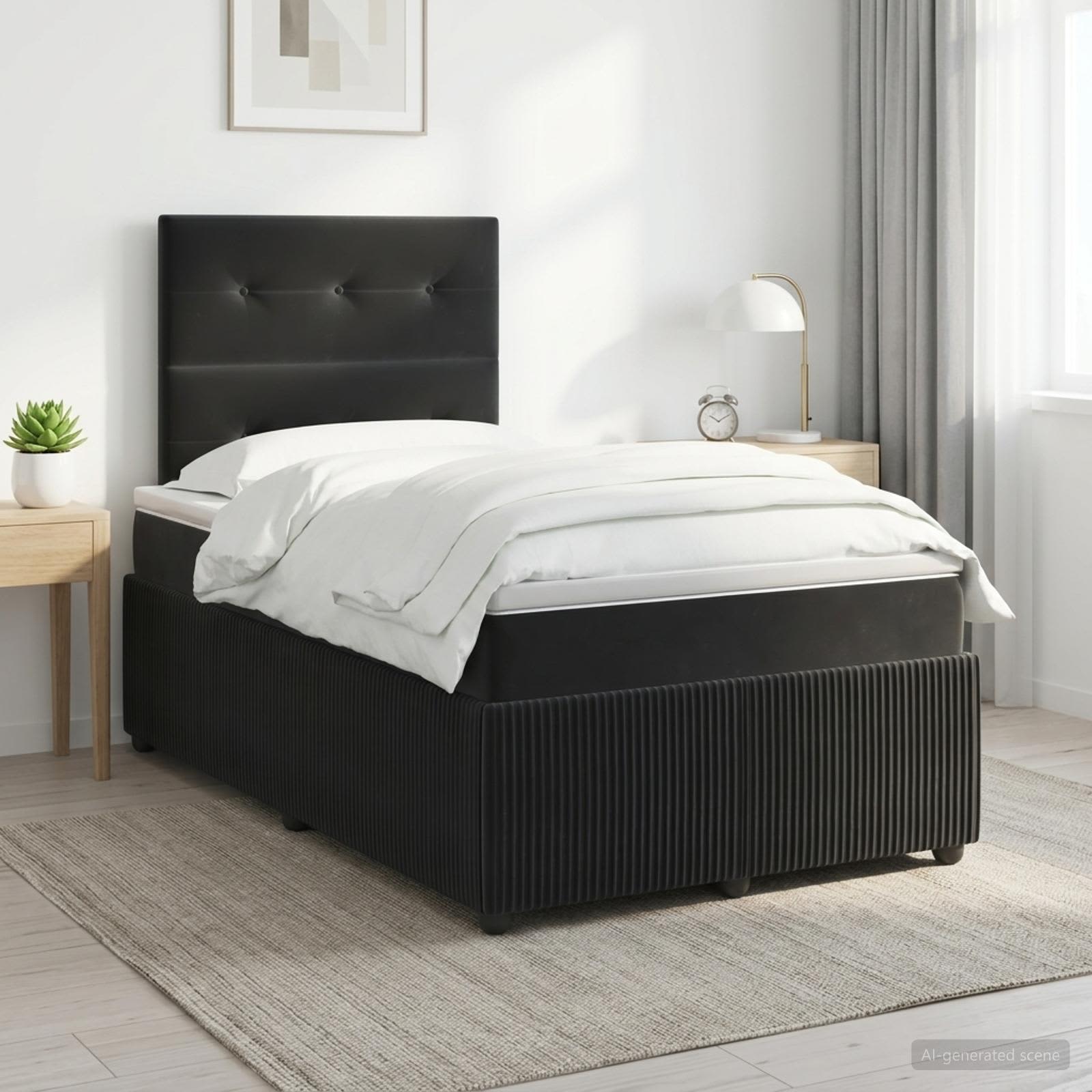 Lit boxspring avec matelas Noir 120 x 190 cm Velours - XIOS