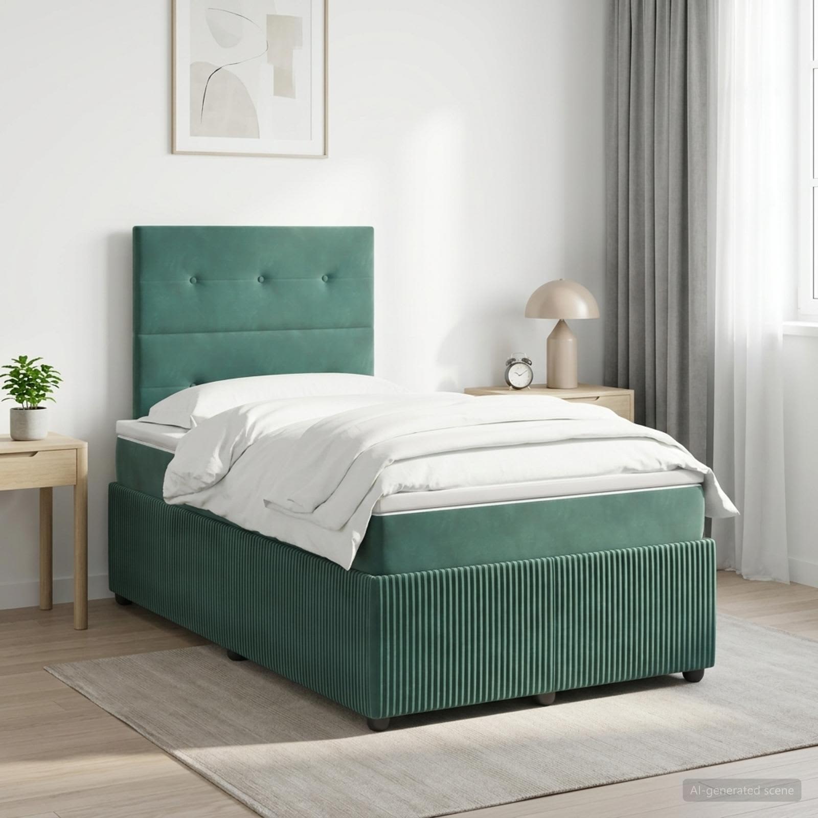 Lit boxspring avec matelas Vert foncé 120 x 190 cm Velours