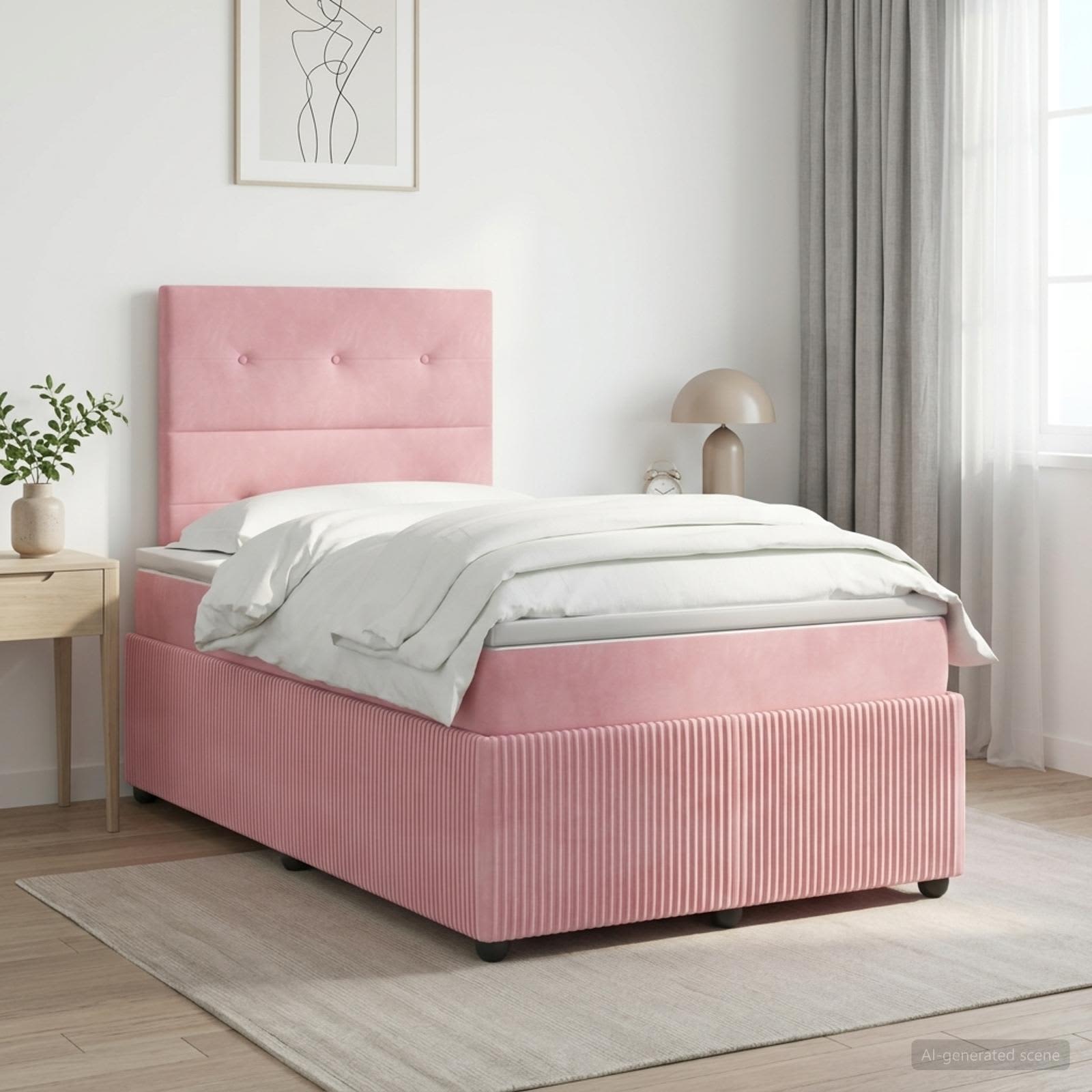 Lit boxspring avec matelas Rose 120 x 190 cm Velours