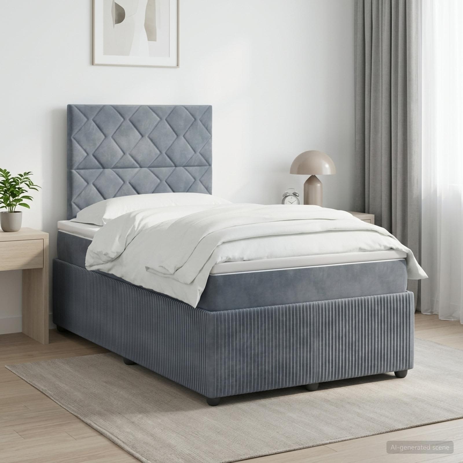 Lit boxspring avec matelas Gris foncé 120 x 190 cm Velours