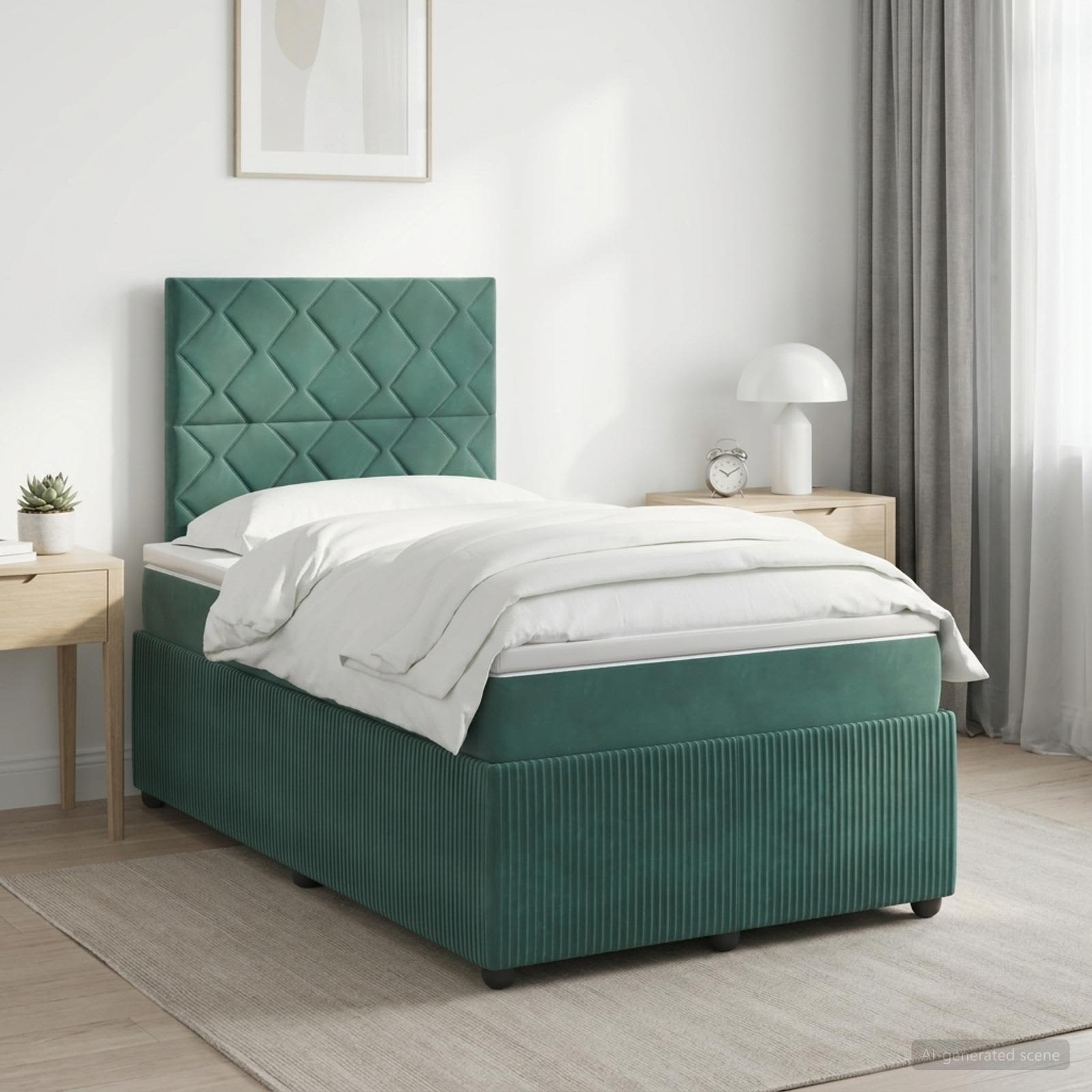 Lit boxspring avec matelas Vert foncé 120 x 200 cm Velours