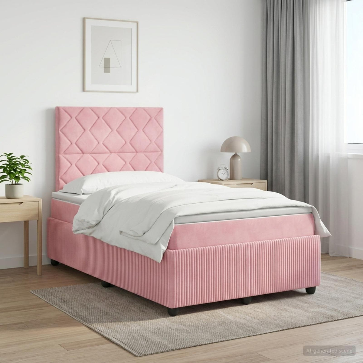 Lit boxspring avec matelas Rose 120 x 200 cm Velours