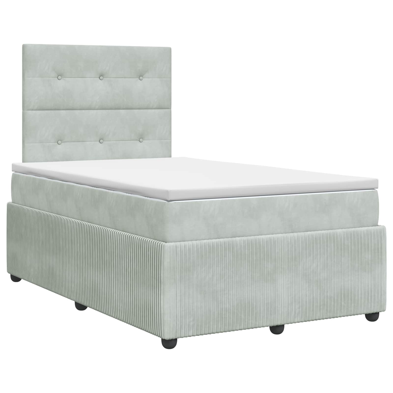 Lit boxspring avec matelas Gris clair 120 x 200 cm Velours