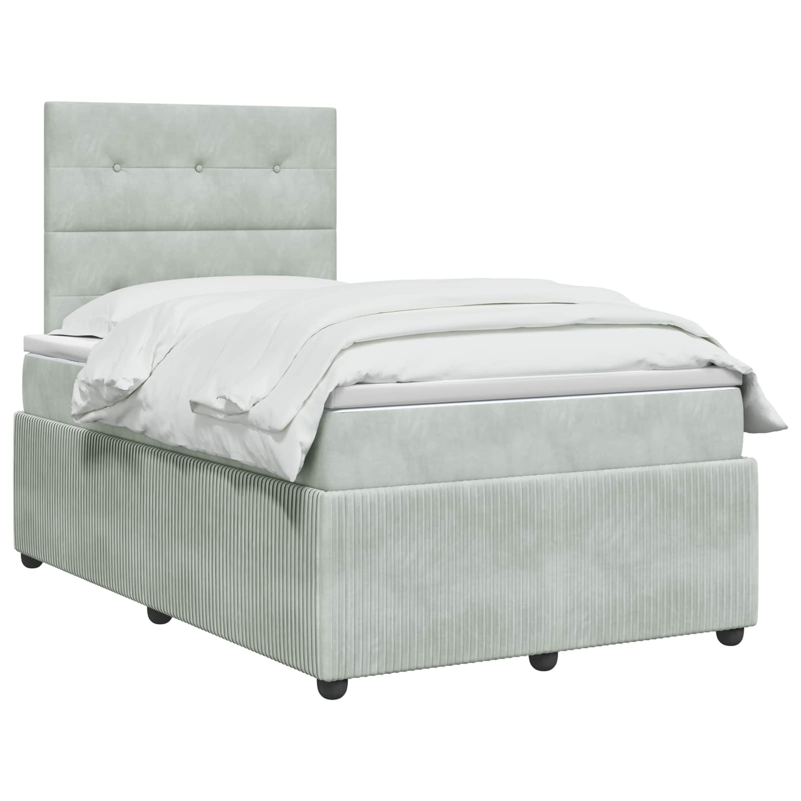 Lit boxspring avec matelas Gris clair 120 x 200 cm Velours