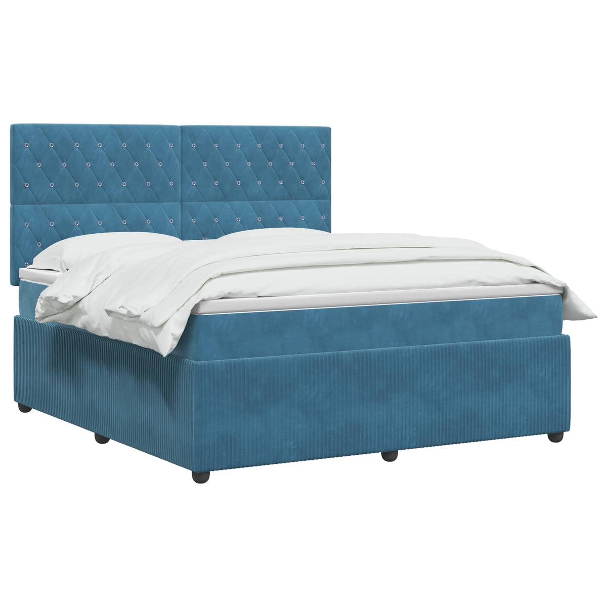 Lit boxspring avec matelas Bleu 140 x 190 cm Velours