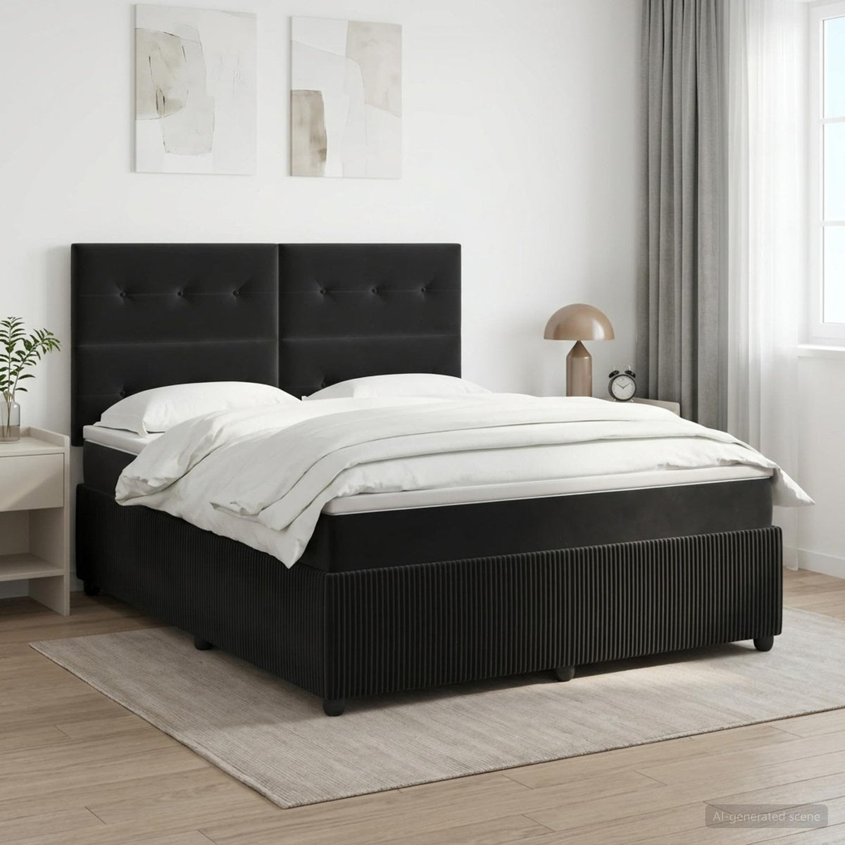 Lit boxspring avec matelas Noir 140 x 200 cm Velours