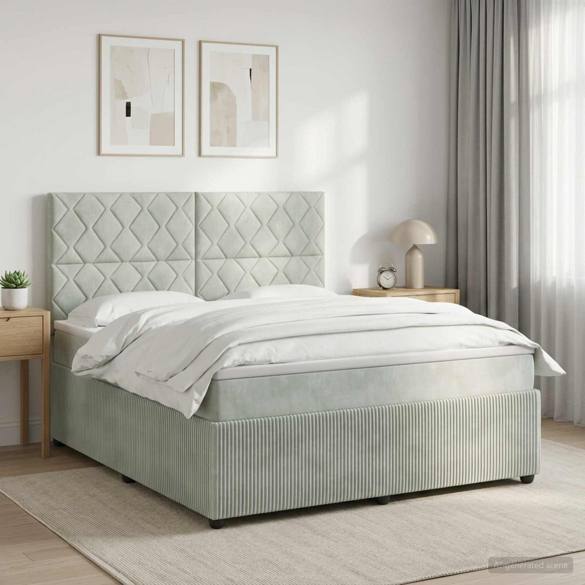 Lit boxspring avec matelas Gris clair 140 x 200 cm Velours