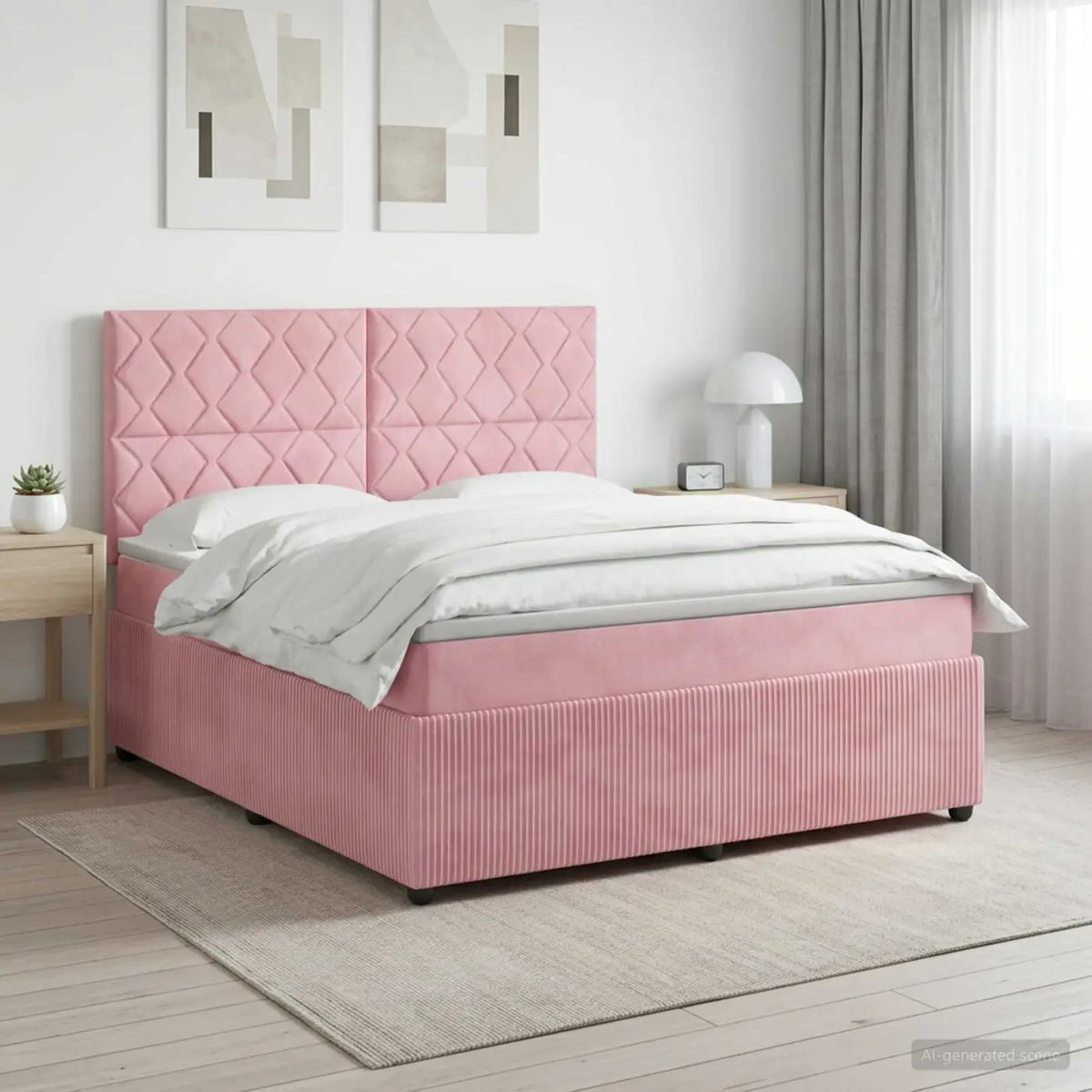 Lit boxspring avec matelas Rose 140 x 200 cm Velours - XIOS