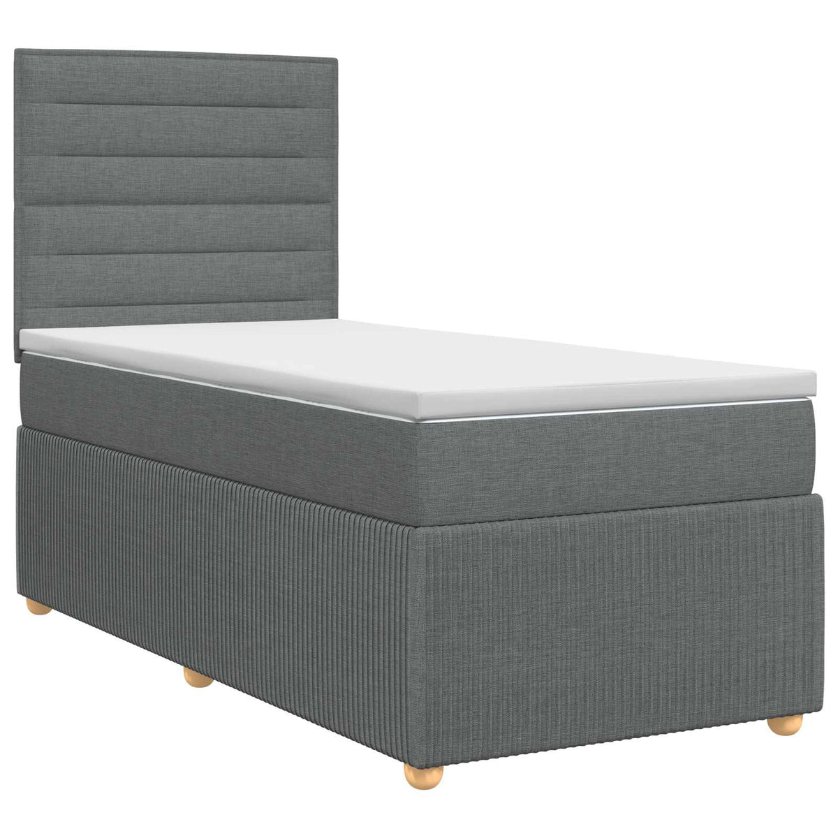 Lit boxspring avec matelas Gris foncé Simple Tissu