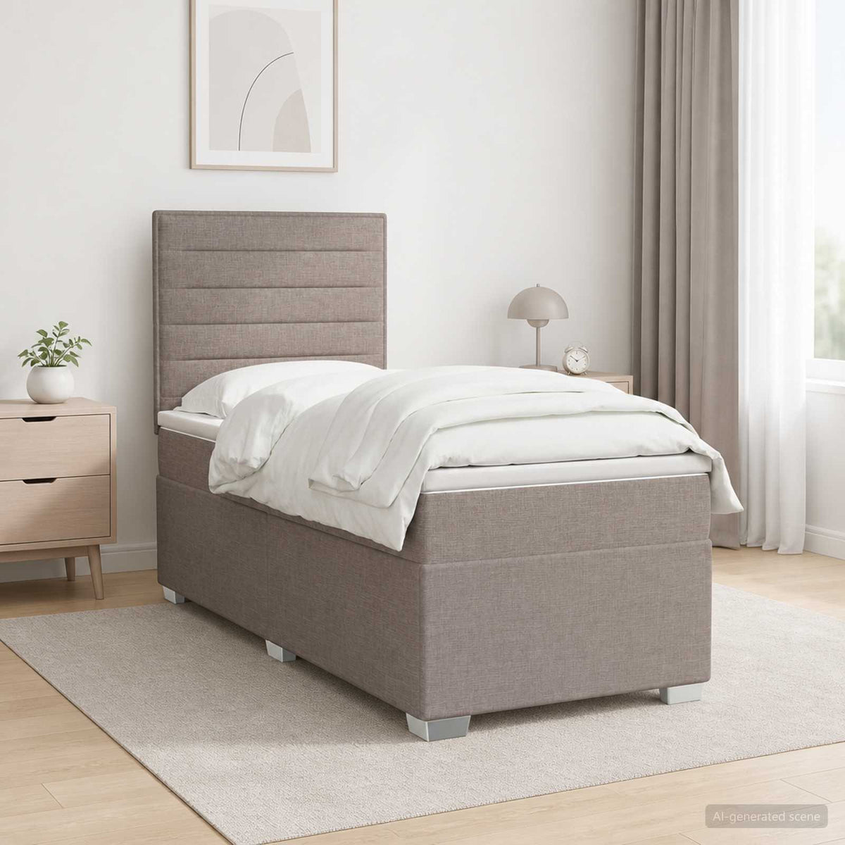 Lit boxspring avec matelas Taupe 80 x 200 cm Tissu