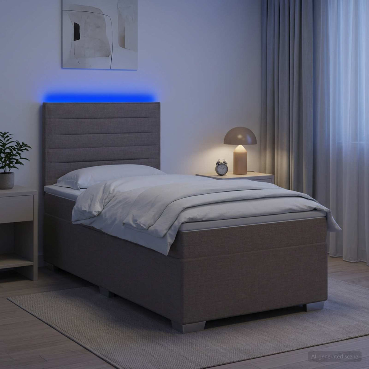 Lit boxspring avec matelas Taupe 80 x 200 cm Tissu