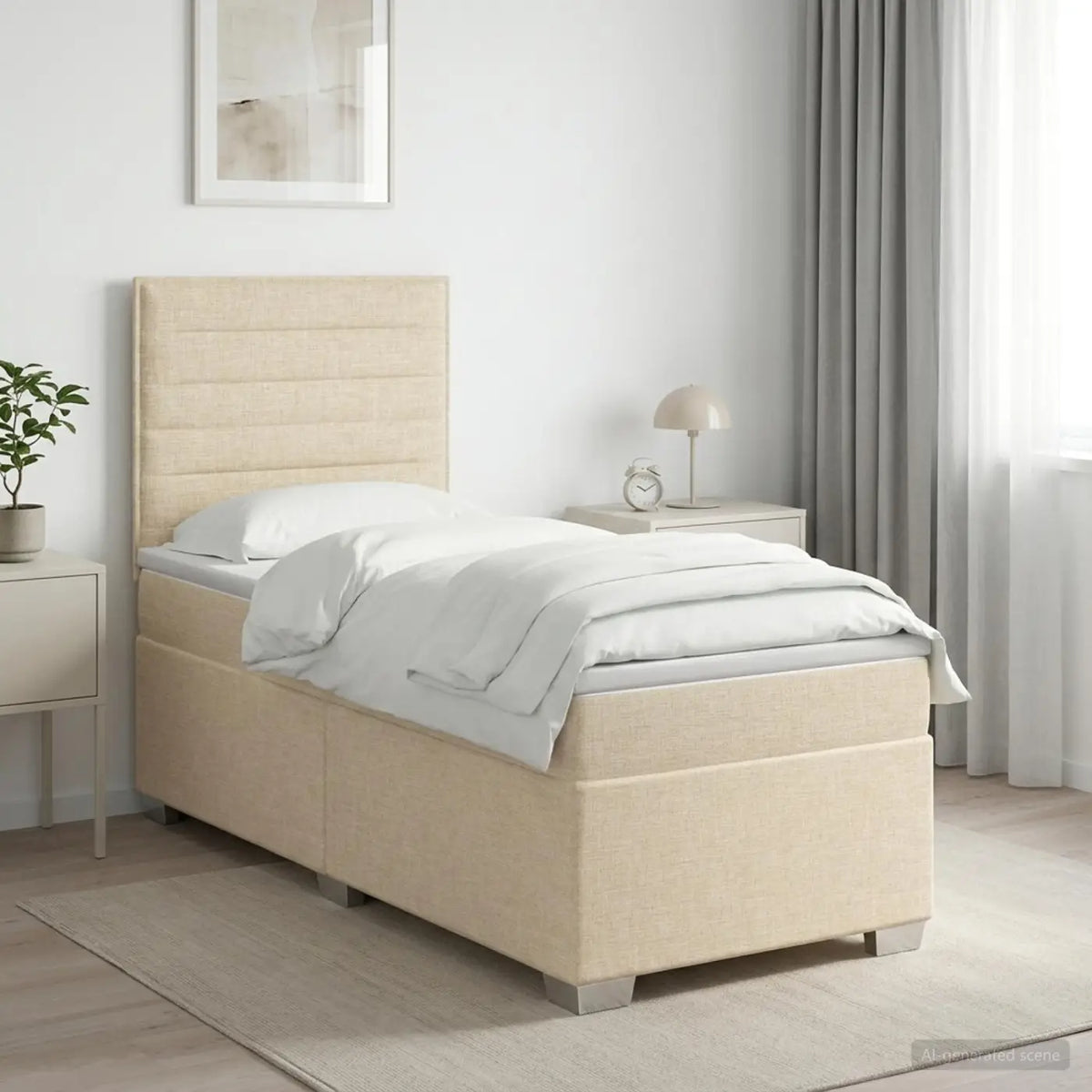 Lit boxspring avec matelas Crème 80 x 200 cm Tissu - XIOS