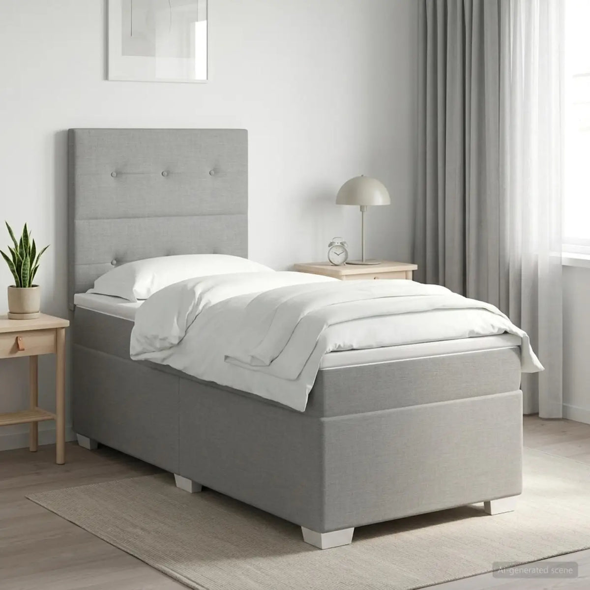 Lit de box spring avec matelas et LED Gris clair 90 x 190 cm - XIOS