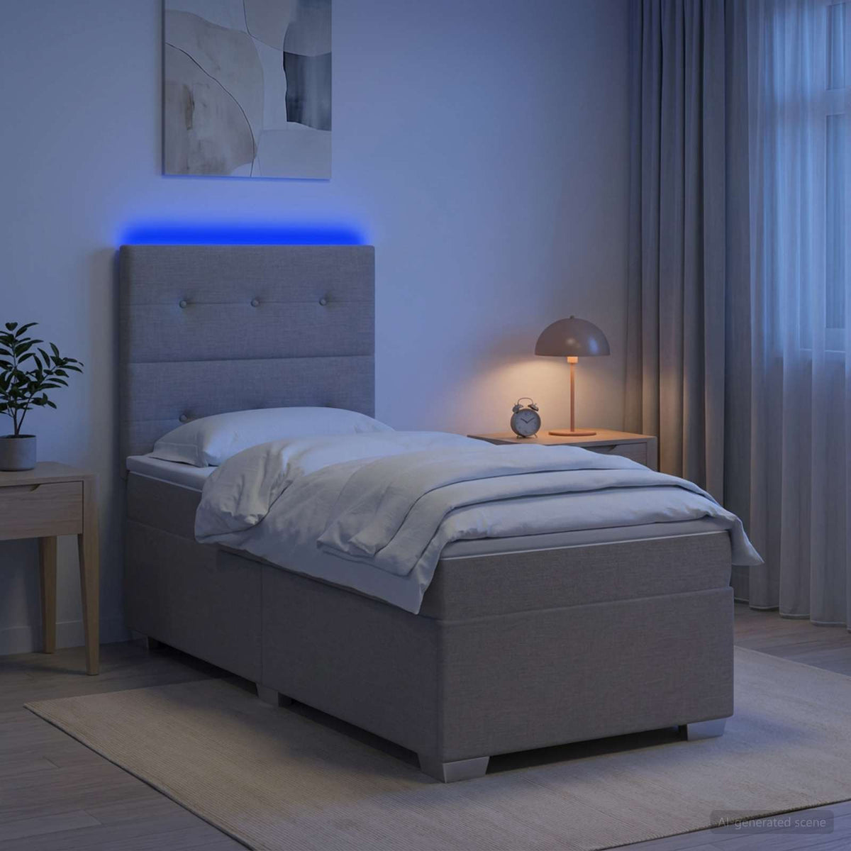 Lit boxspring avec matelas Taupe 100 x 200 cm Tissu
