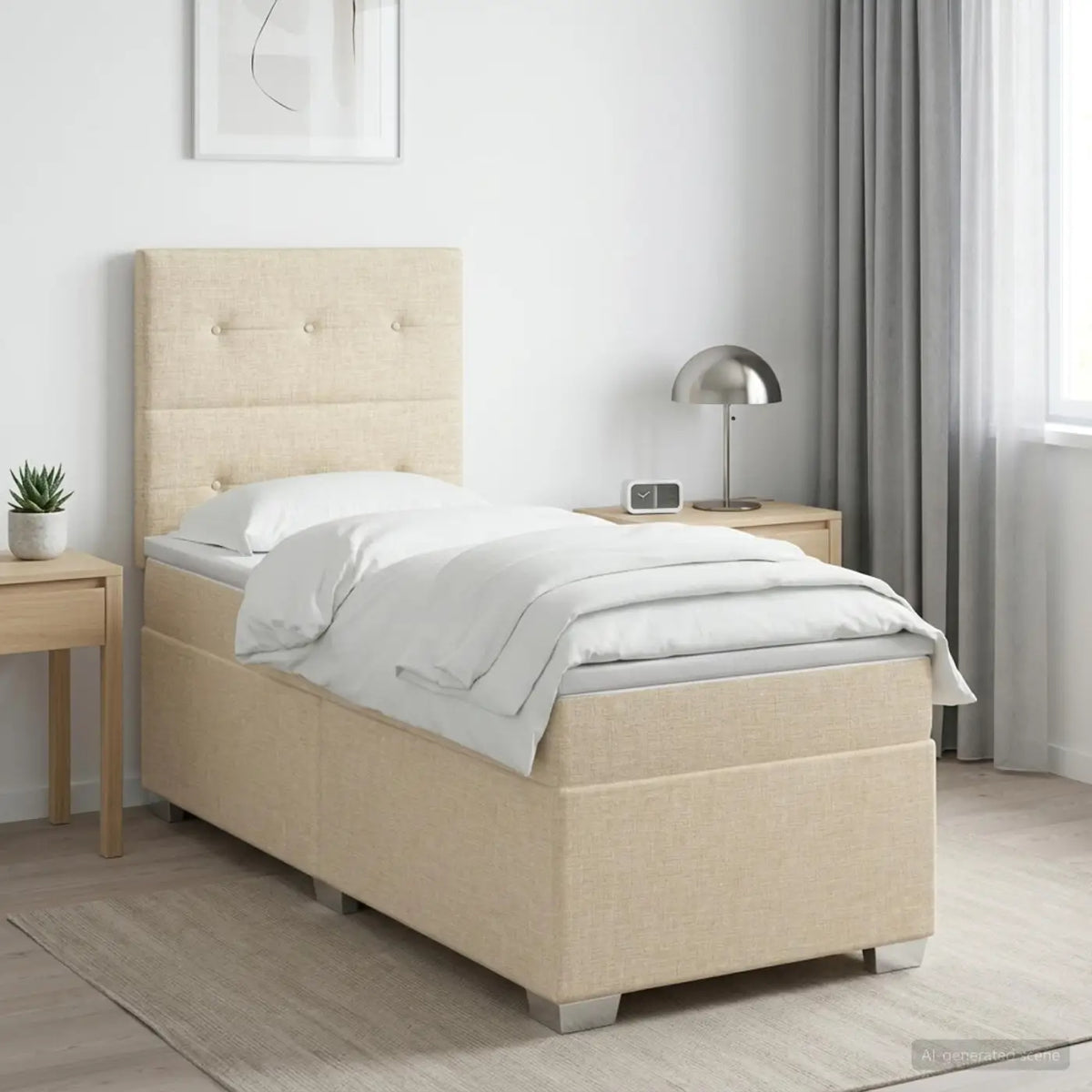 Lit boxspring avec matelas Crème 80 x 200 cm Tissu - XIOS