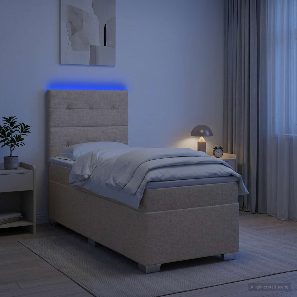 Lit boxspring avec matelas Crème 90 x 200 cm Tissu - XIOS