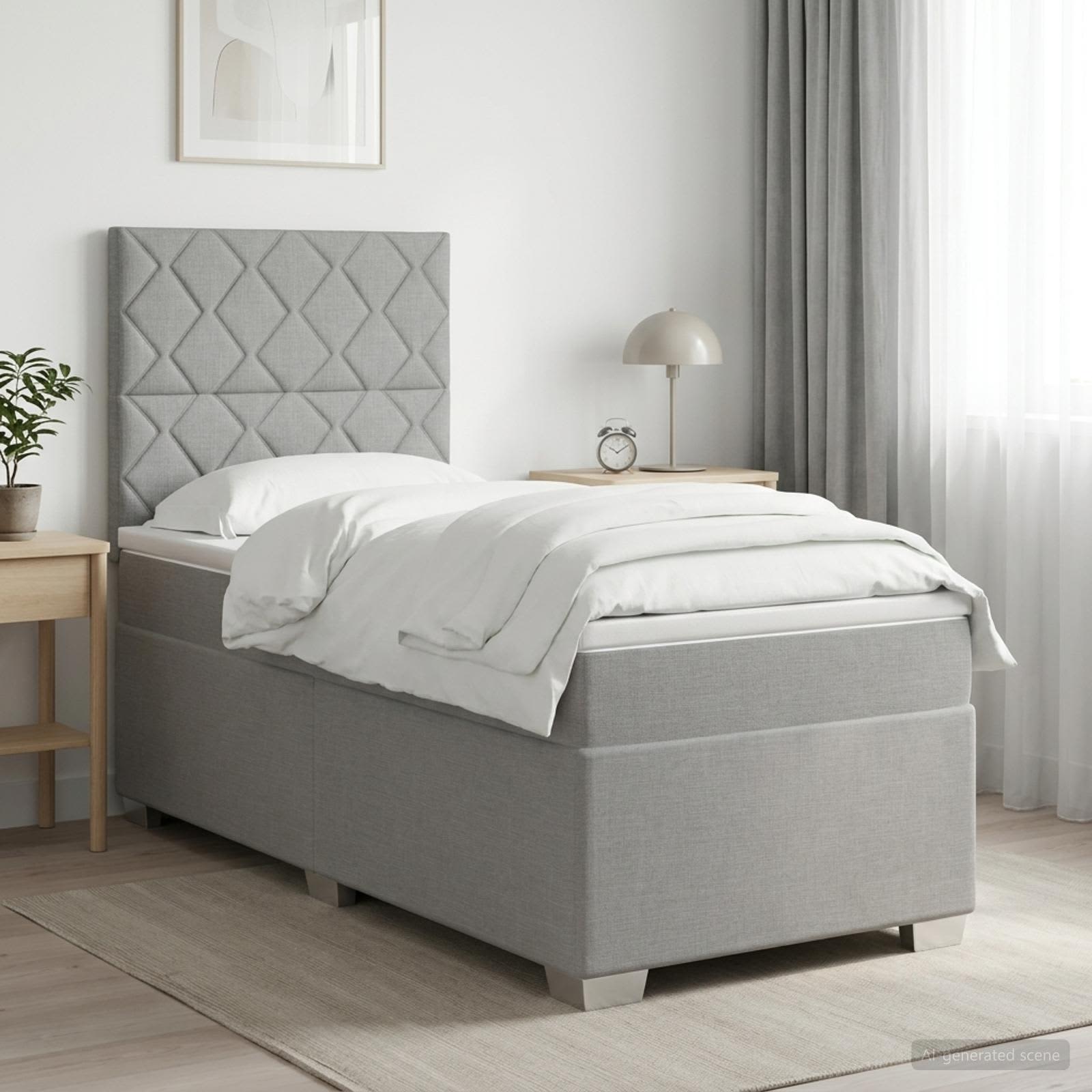 Lit de box spring avec matelas et LED Gris clair 90 x 190 cm - XIOS