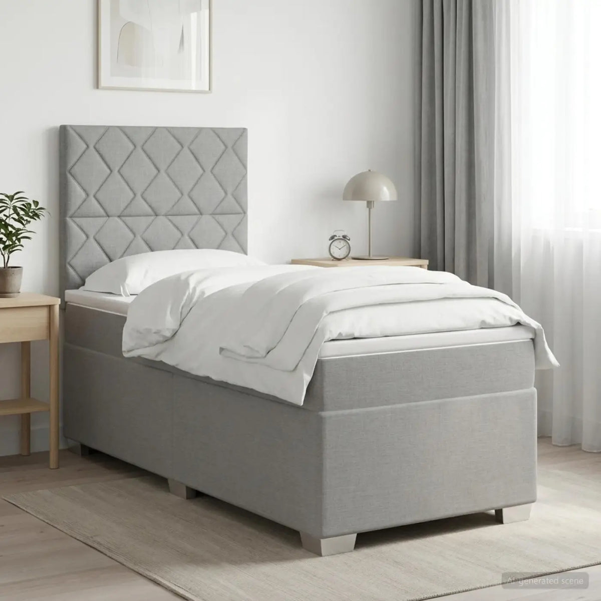 Lit de box spring avec matelas et LED Gris clair 90 x 190 cm - XIOS