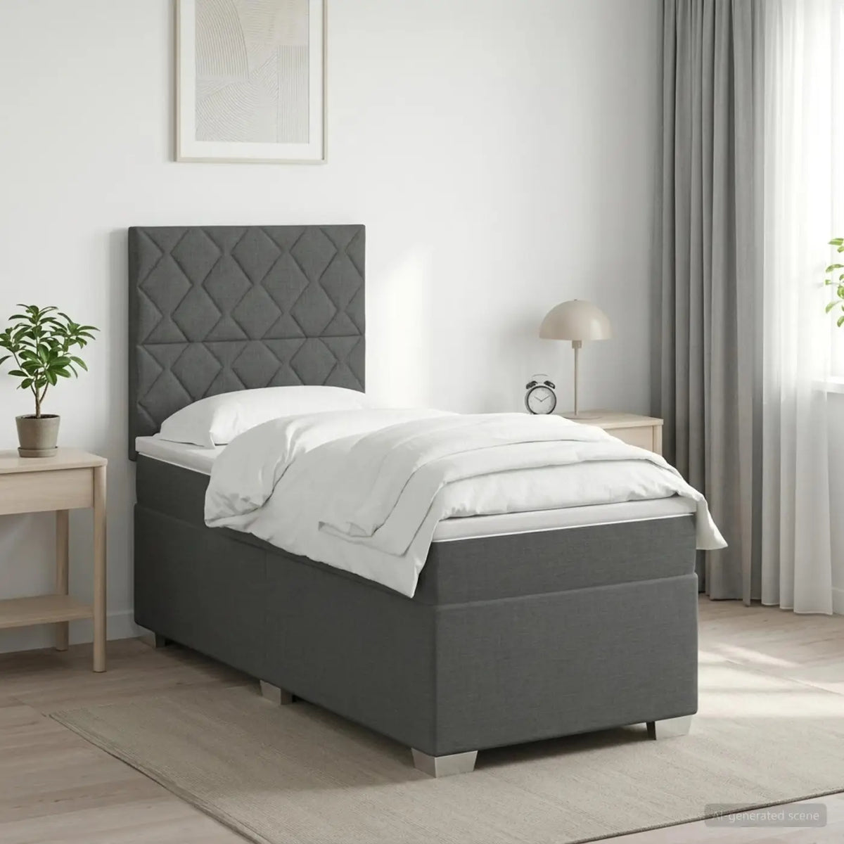 Lit de box spring avec matelas et LED Gris foncé 90 x 190 cm - XIOS