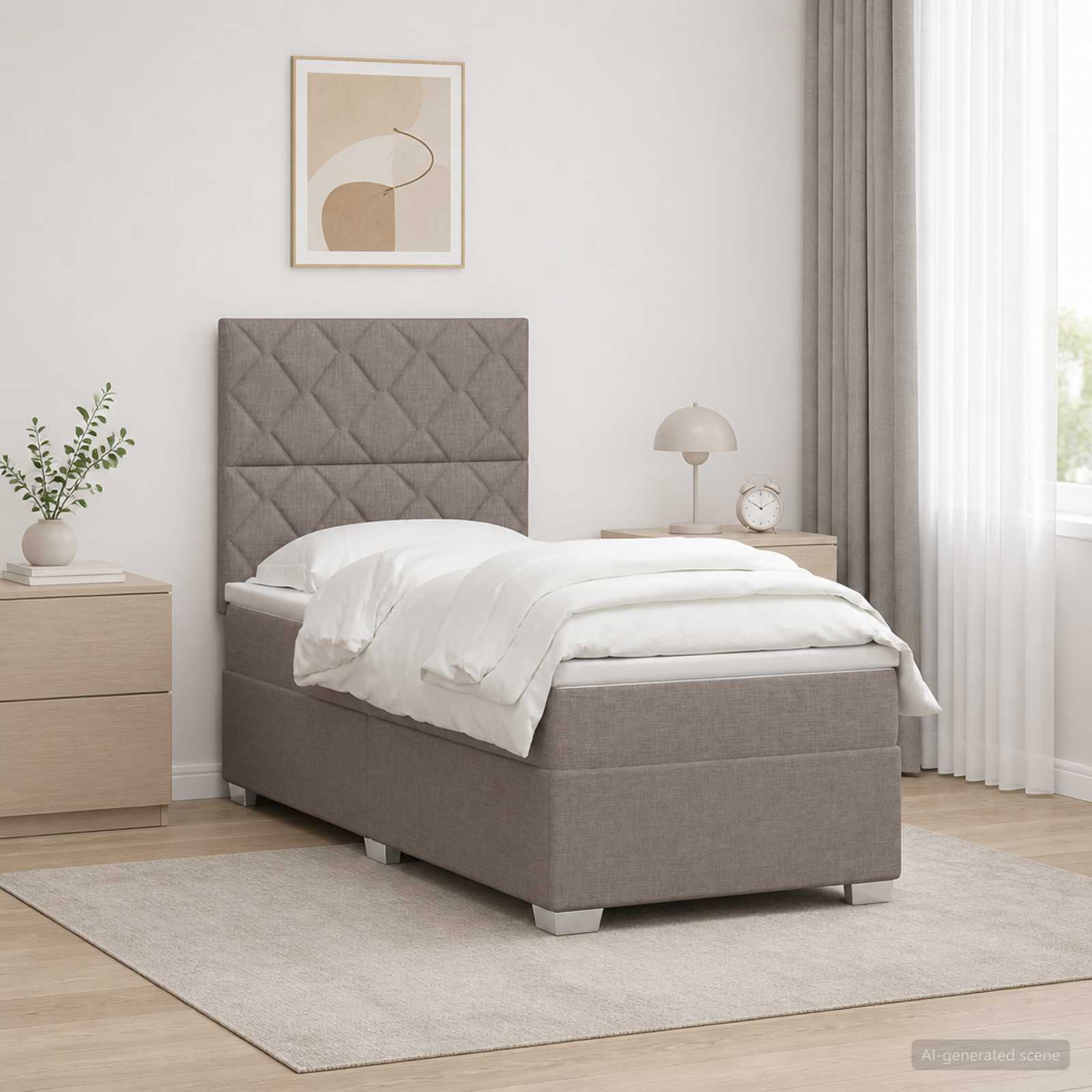 Lit boxspring avec matelas Taupe 80 x 200 cm Tissu