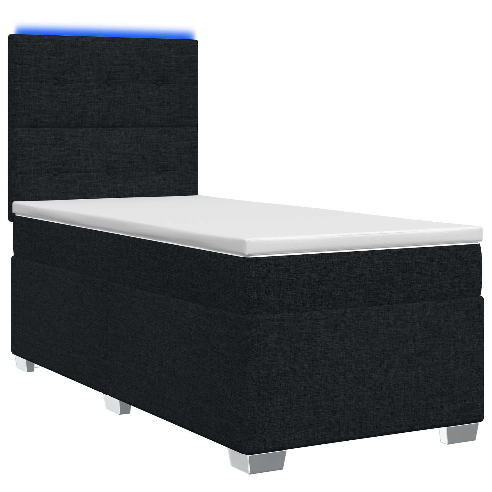 Lit boxspring avec matelas Noir 90 x 190 cm Tissu