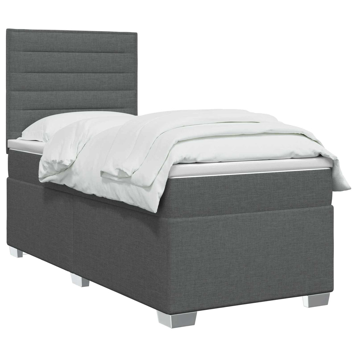 Lit boxspring avec matelas Gris foncé 90 x 200 cm Tissu