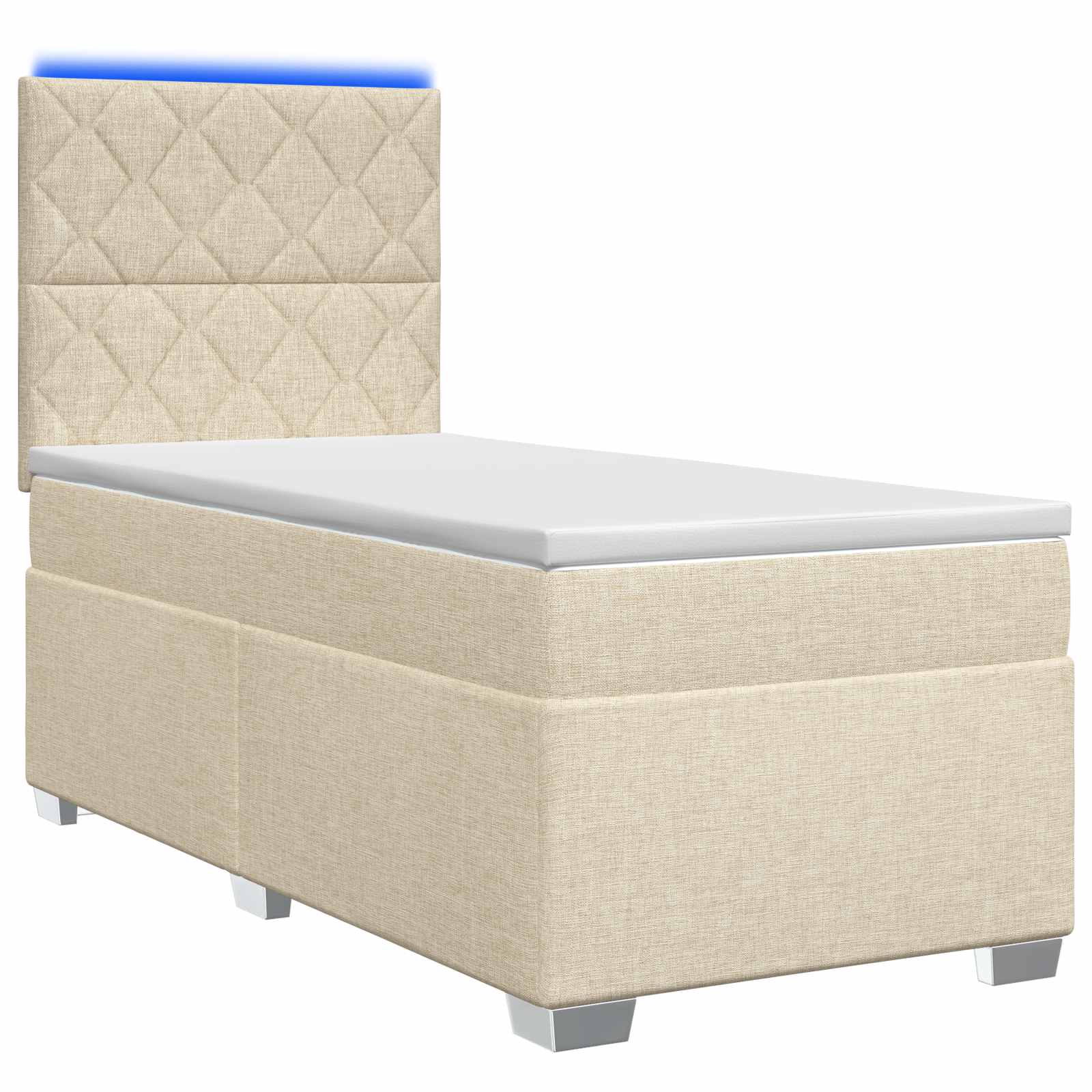 Lit boxspring avec matelas Crème 90 x 200 cm Tissu