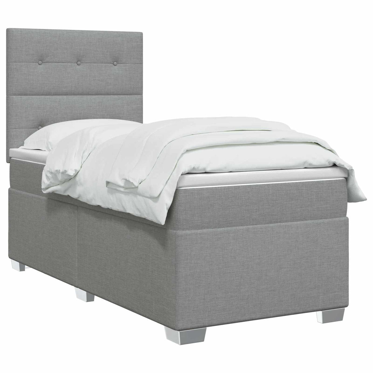 Lit boxspring avec matelas Gris clair 100 x 200 cm Tissu