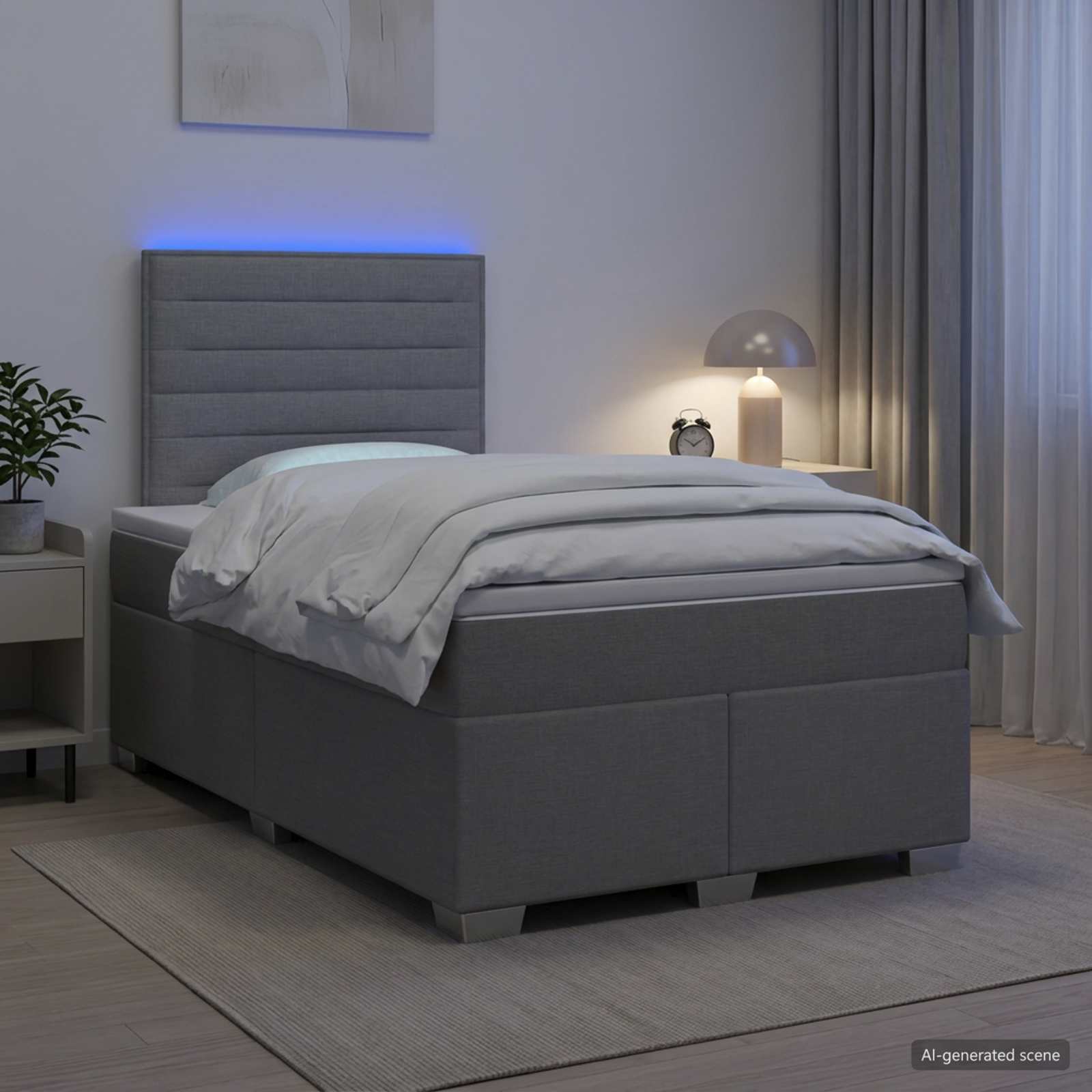 Lit boxspring avec matelas Gris clair 120 x 190 cm Tissu