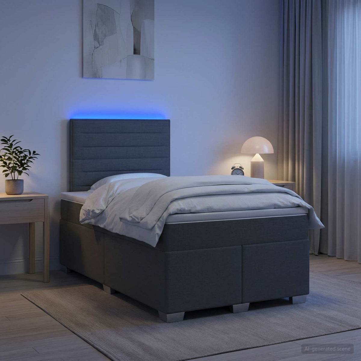 Lit boxspring avec matelas Gris foncé 120 x 200 cm Tissu