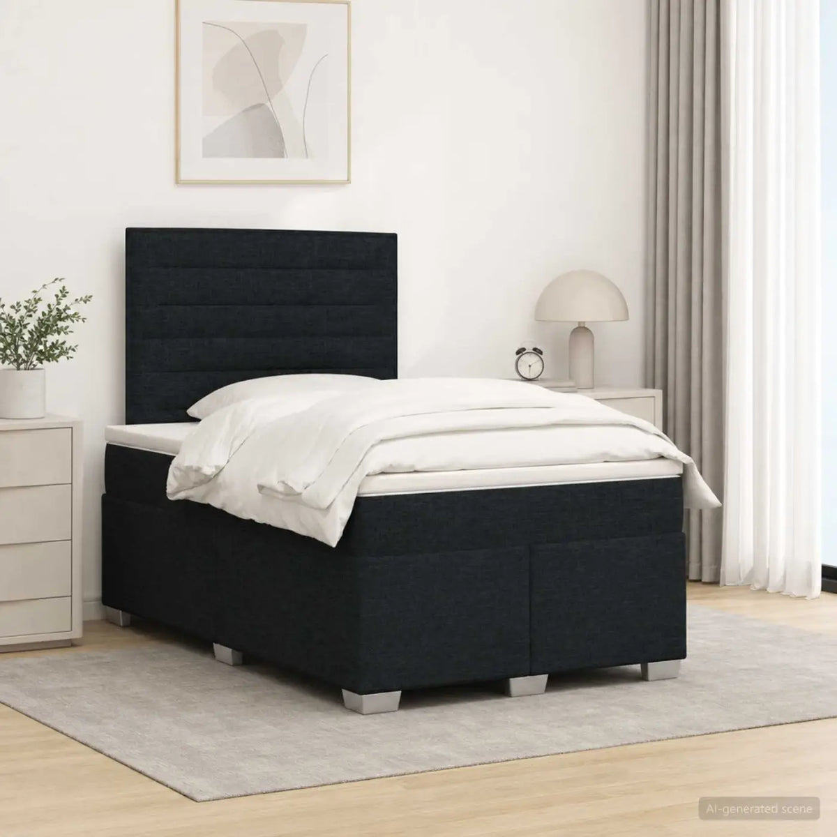 Lit boxspring avec matelas Noir 120 x 200 cm Tissu - XIOS