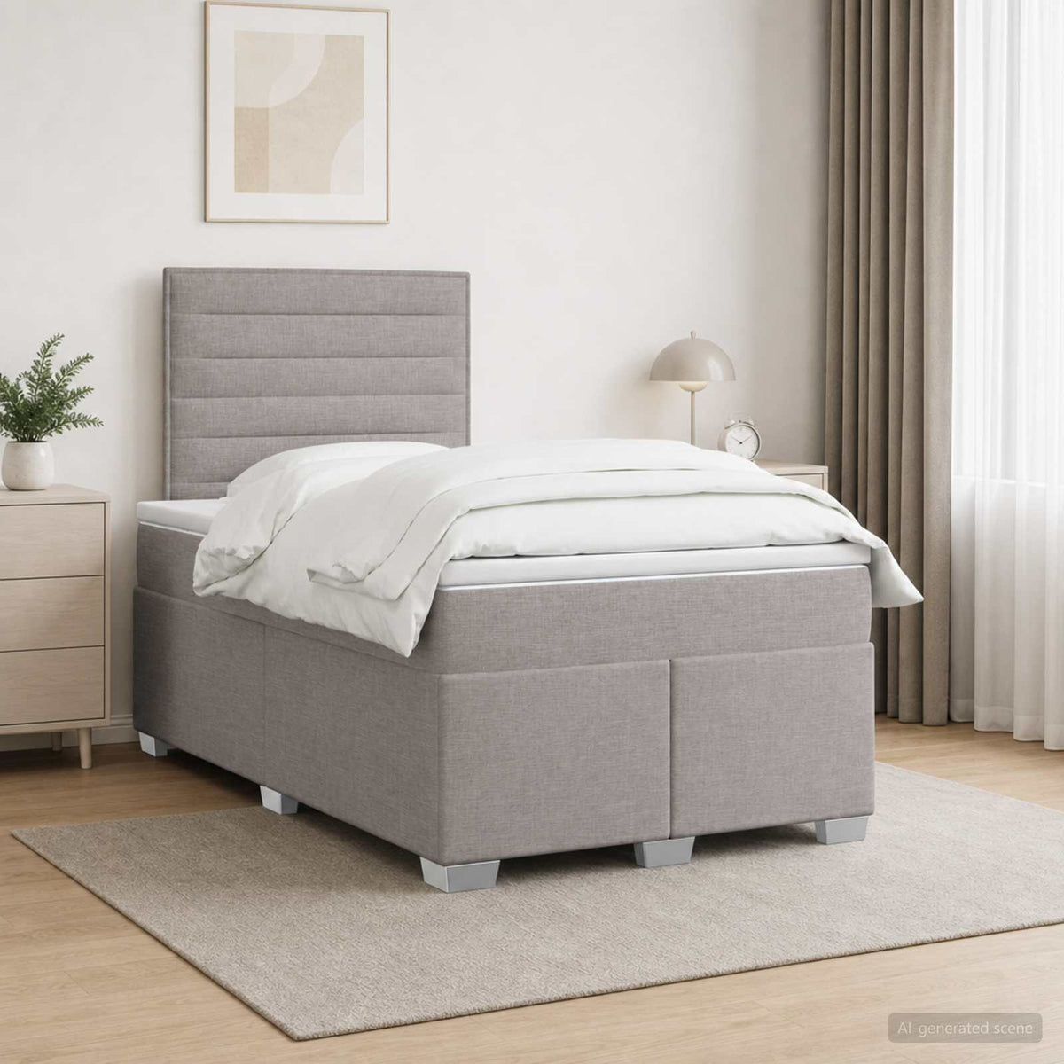 Lit boxspring avec matelas Taupe 120 x 200 cm Tissu