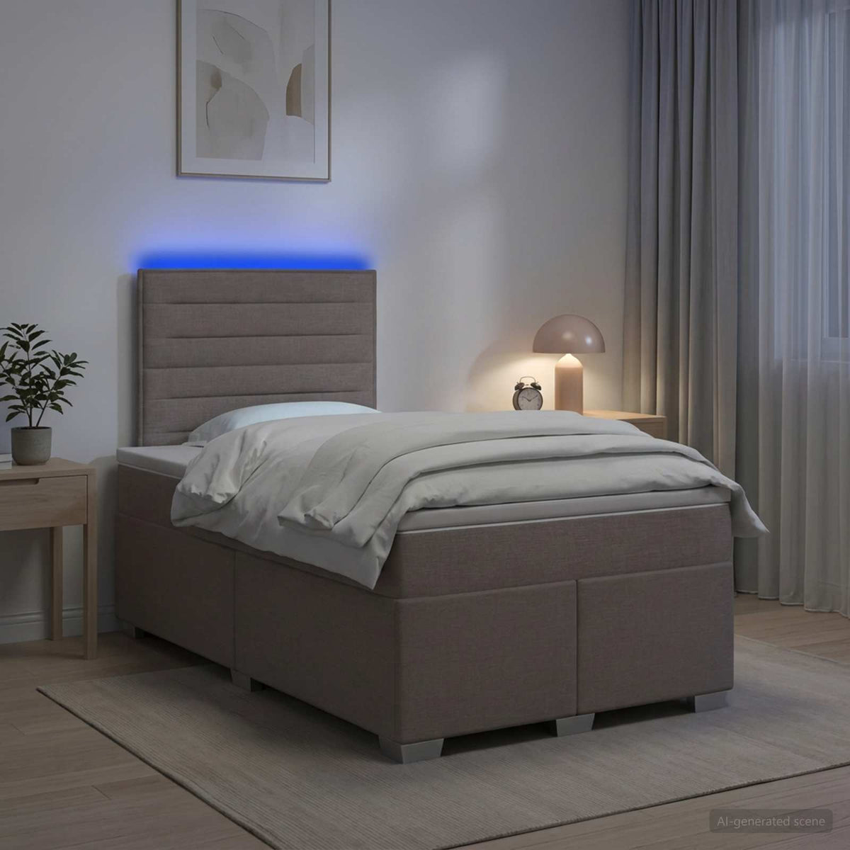 Lit boxspring avec matelas Taupe 120 x 200 cm Tissu