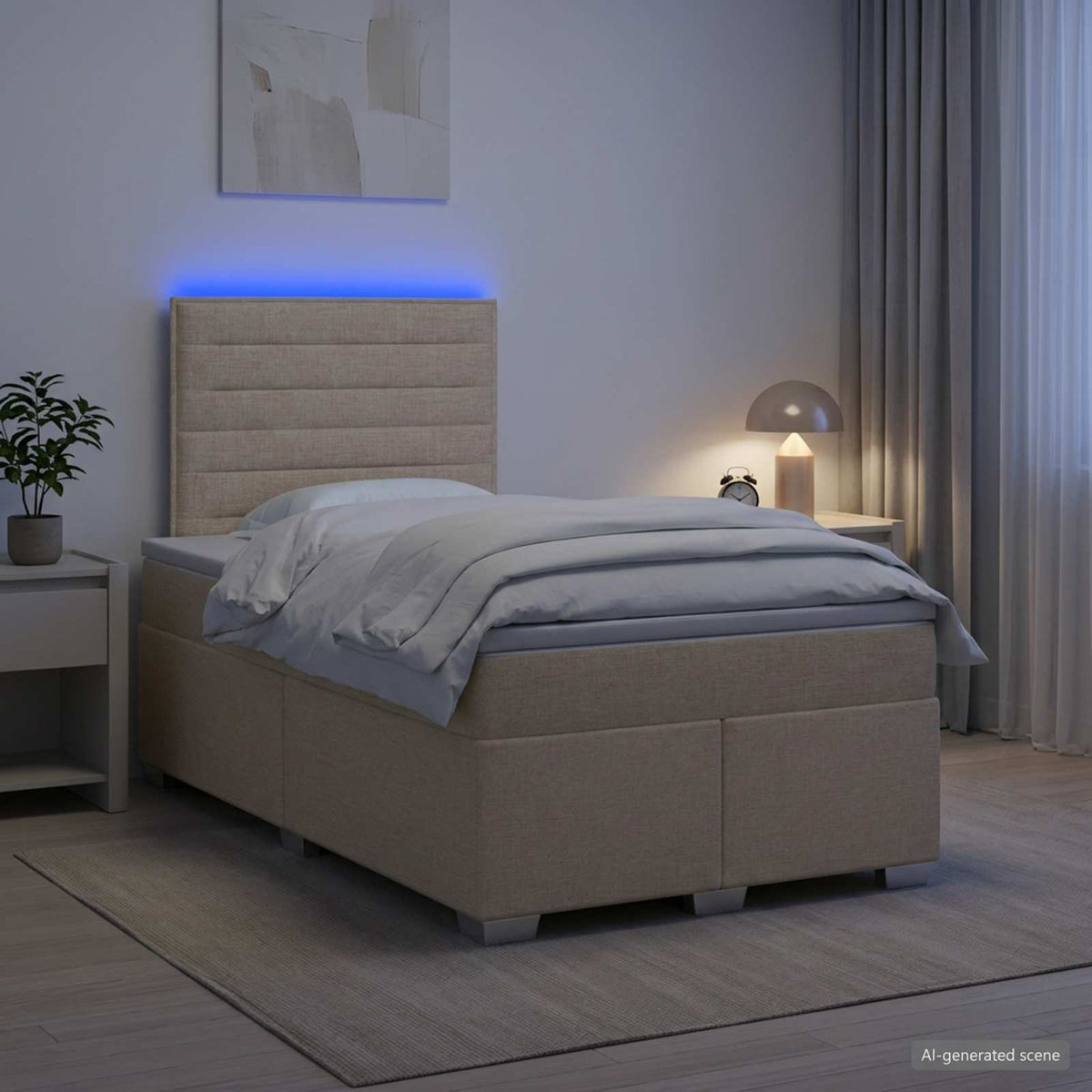 Lit boxspring avec matelas Crème 120 x 200 cm Tissu