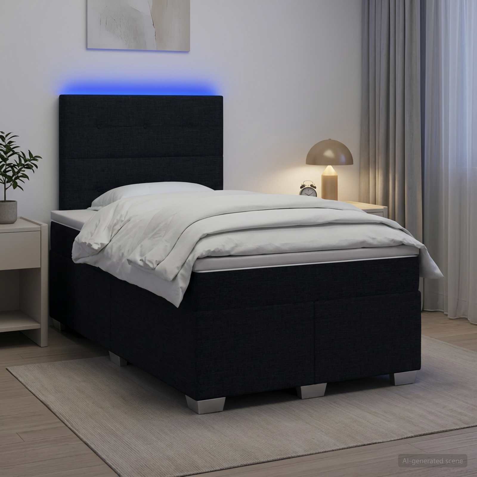 Lit boxspring avec matelas Noir 120 x 190 cm Tissu - XIOS