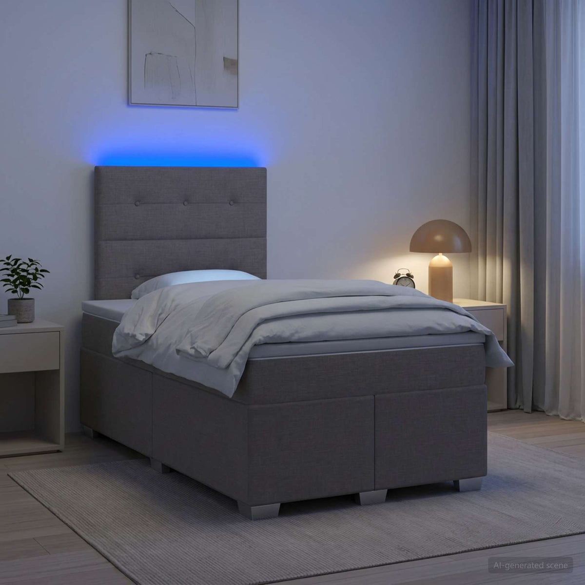 Lit boxspring avec matelas Taupe 120 x 200 cm Tissu