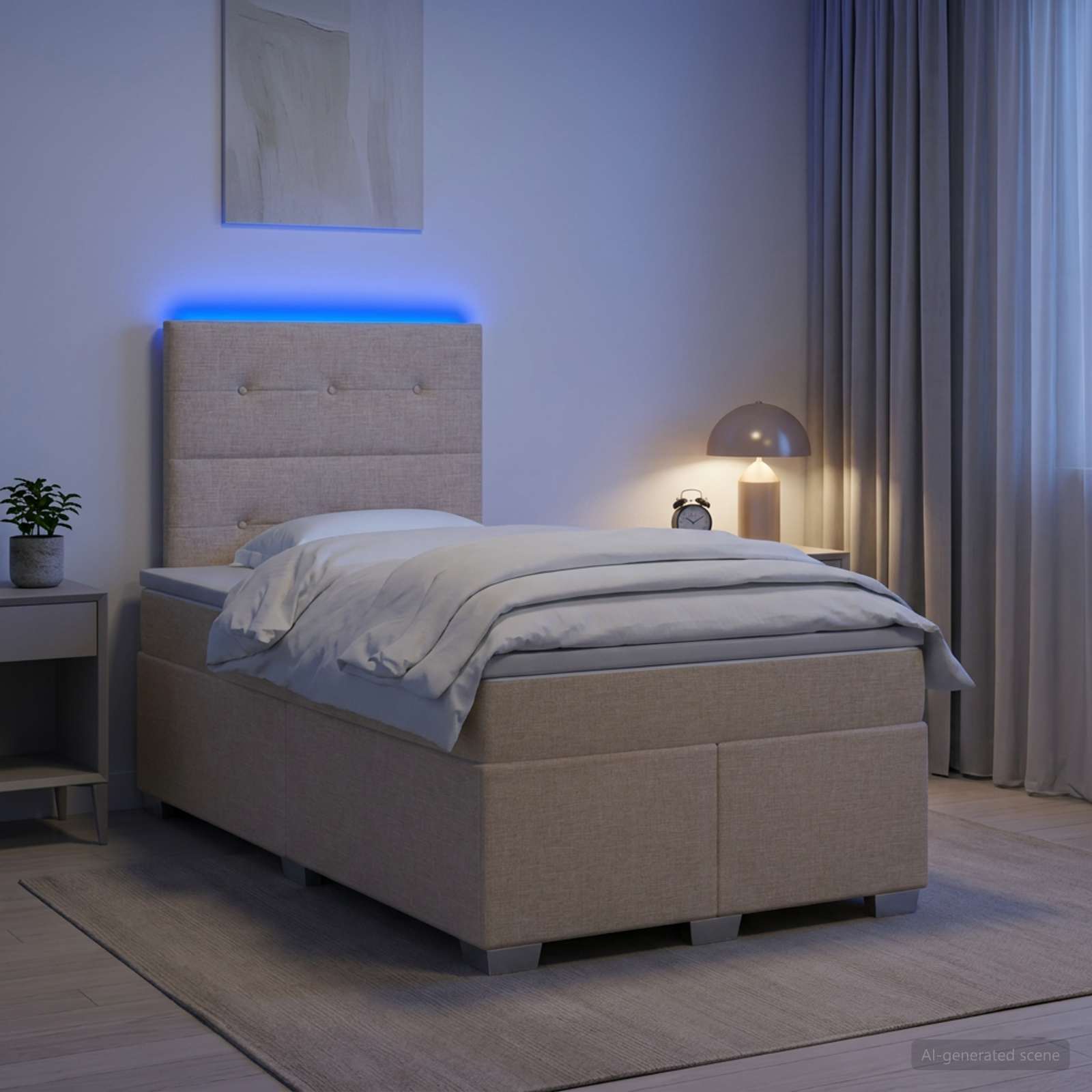 Lit boxspring avec matelas Crème 120 x 190 cm Tissu - XIOS