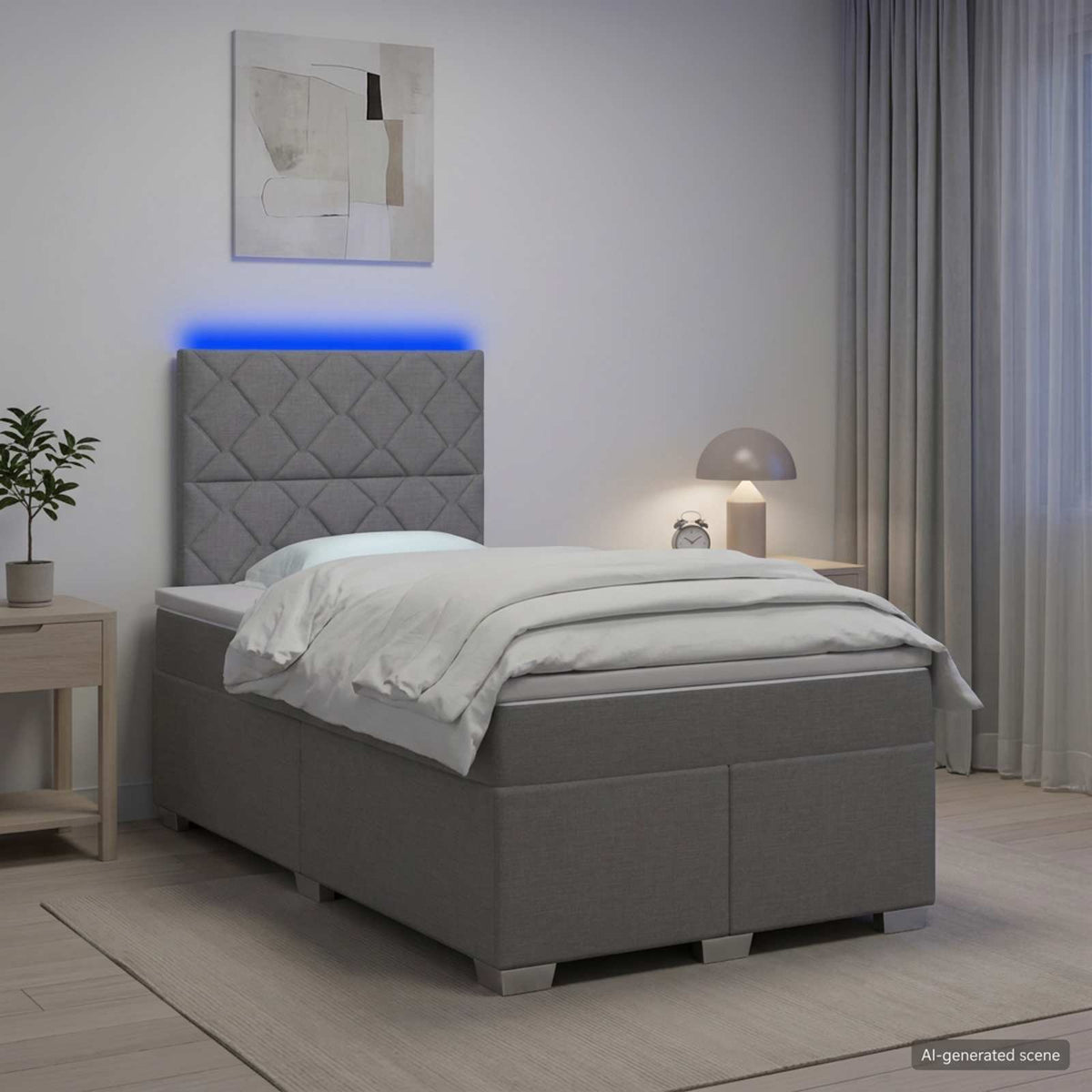 Lit boxspring avec matelas Gris clair 120 x 200 cm Tissu - XIOS